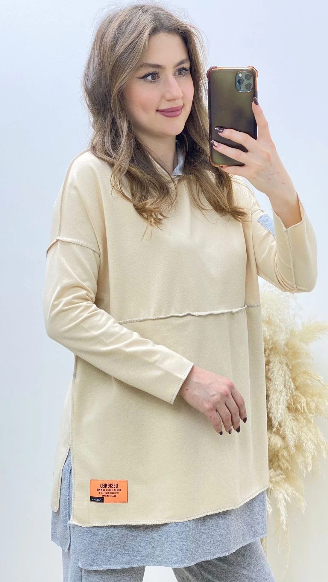 Dökümlü Eşofman Takımı Krem