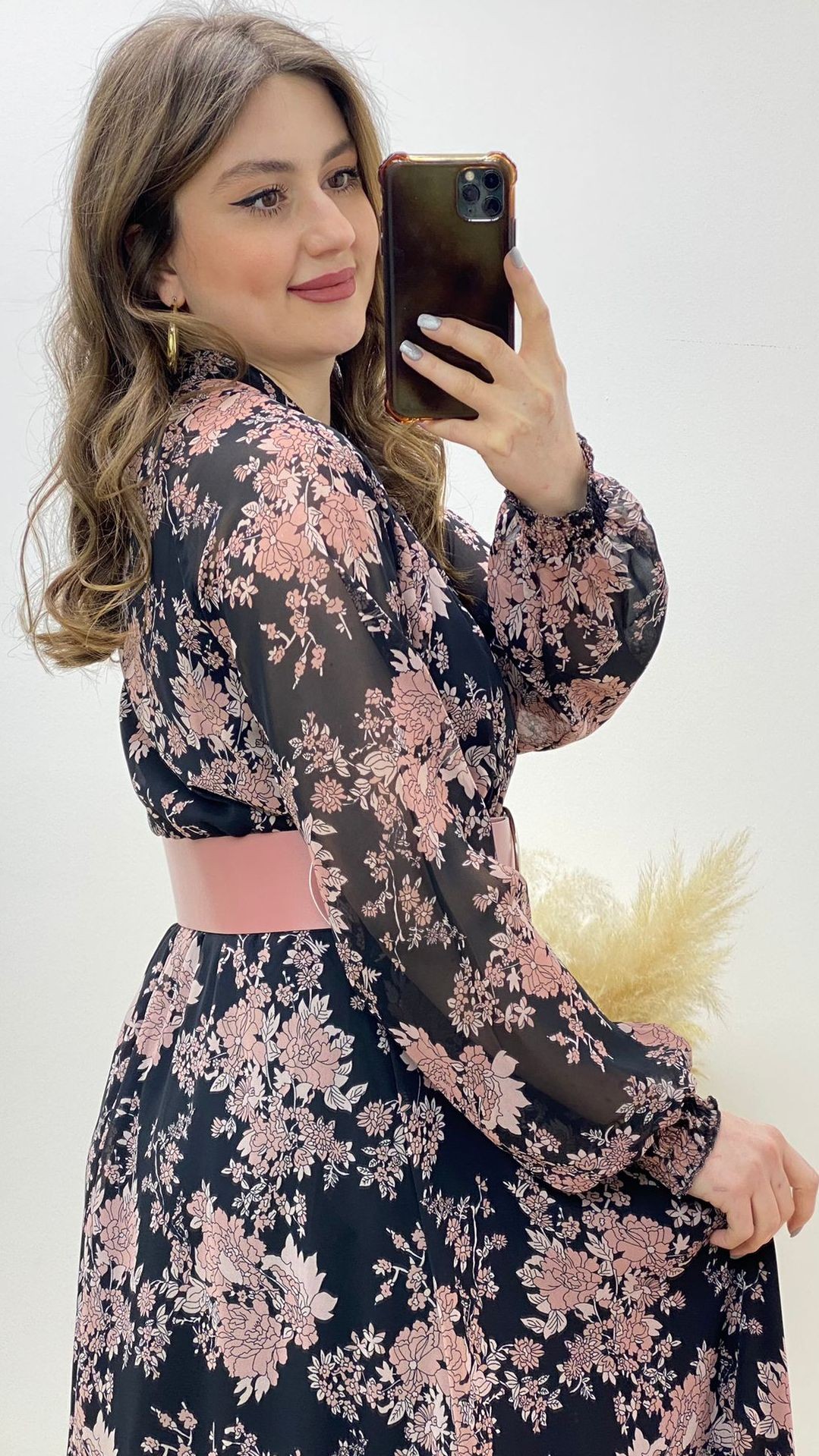 Peony Şifon Elbise Siyah