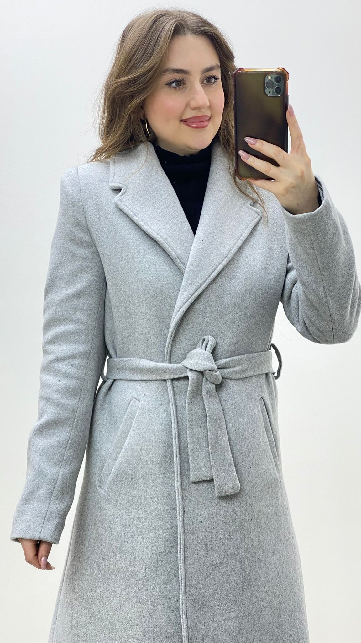 Uzun Astarlı Kaşe Kaban Gri