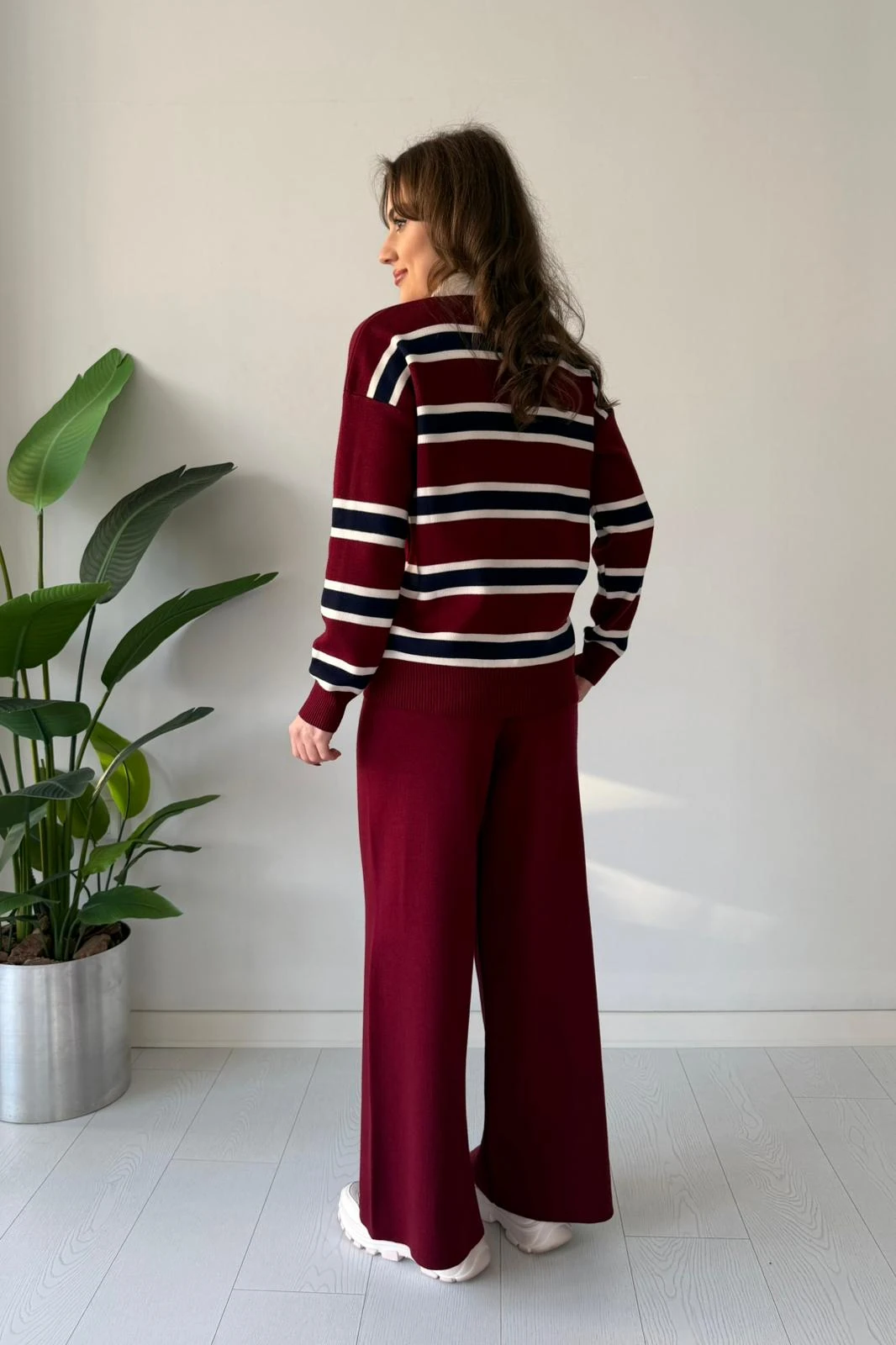 Polo Yaka Çizgili Triko Takım