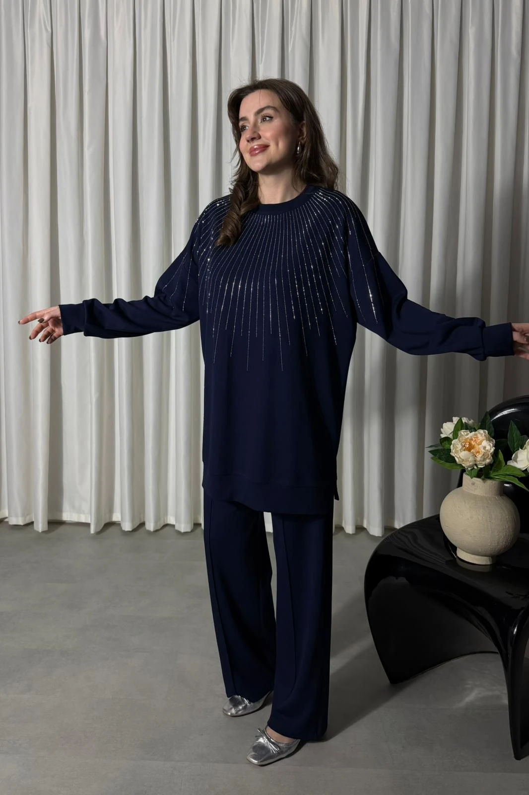 Sıra Taşlı İkili Takım - Lacivert