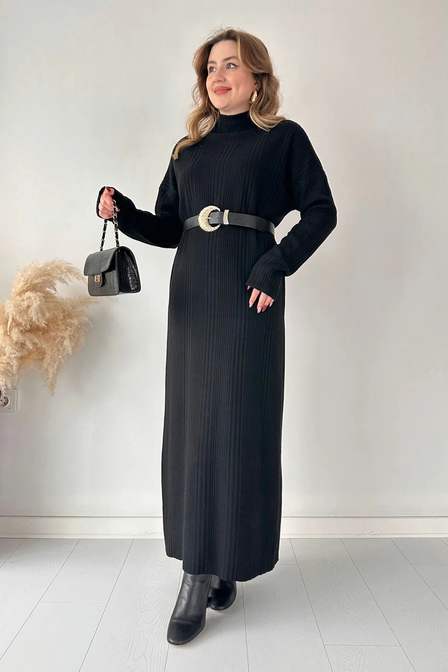 Fitilli Maksi Triko Elbise