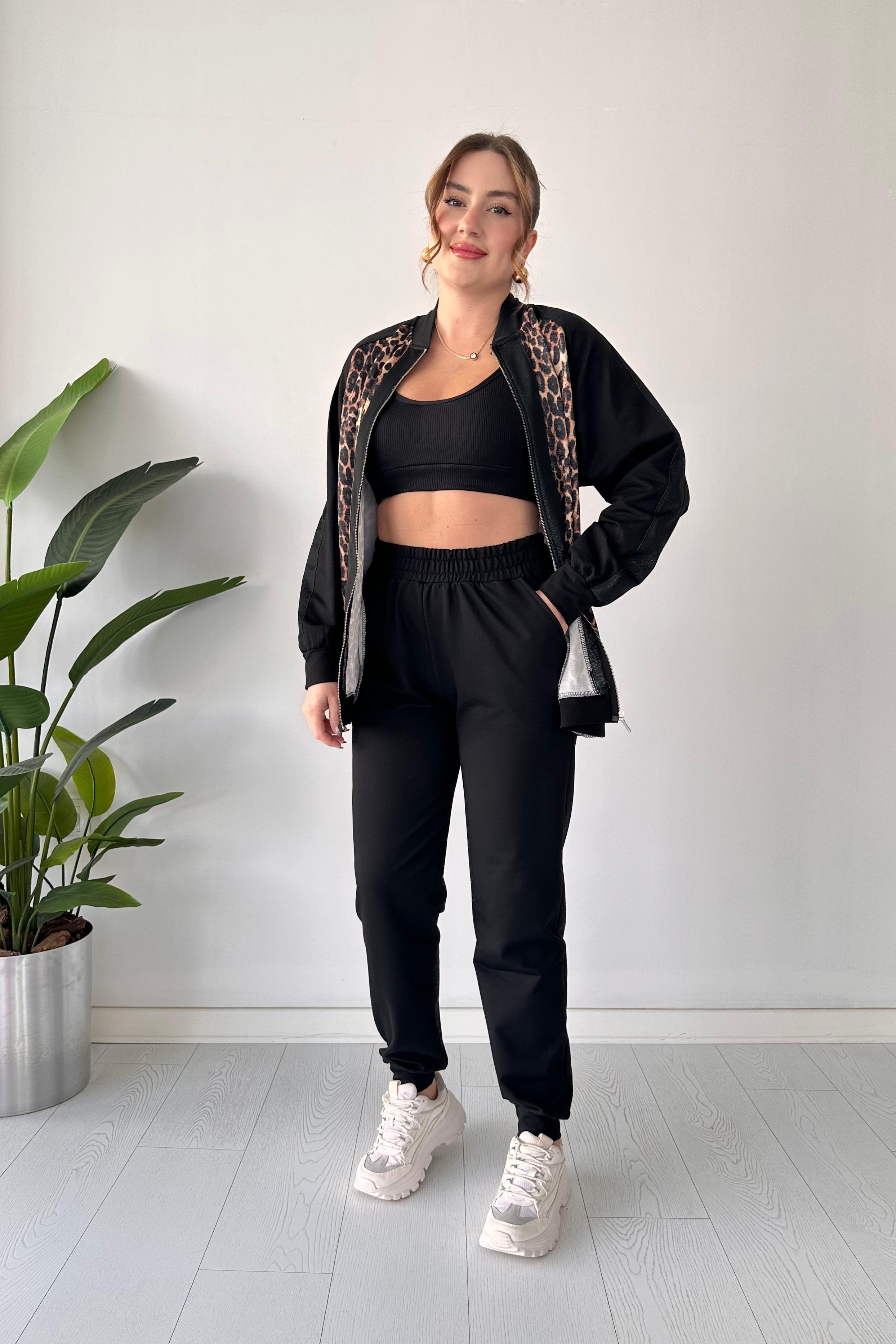 Leopar Detaylı Eşofman Takımı