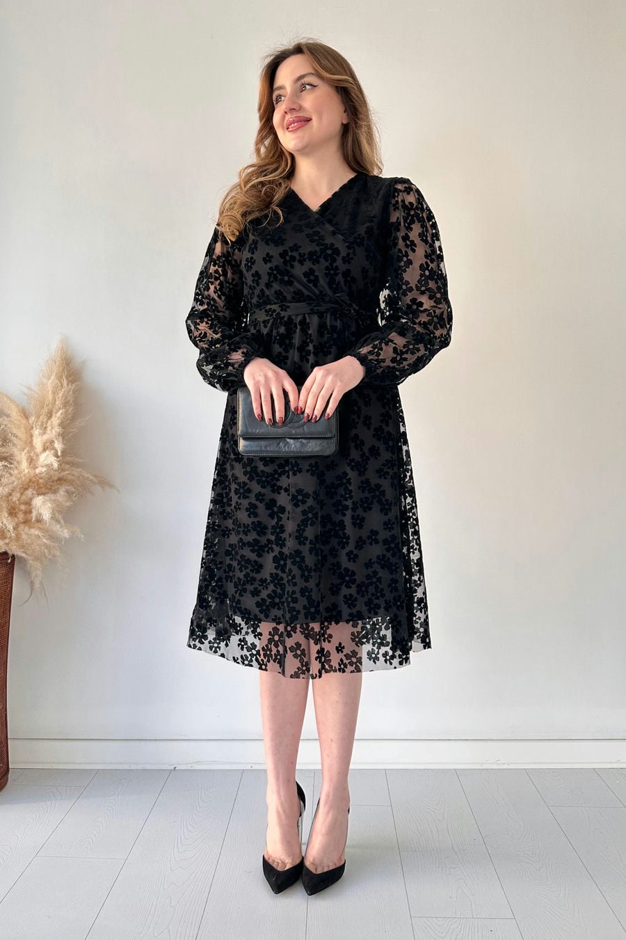 Çiçek Baskı Tül Elbise