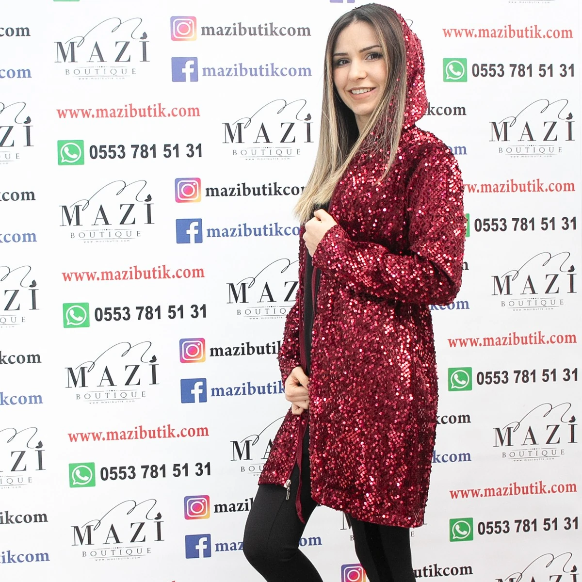 Pullu Kapuşonlu Sweatshirt Uzun Bordo