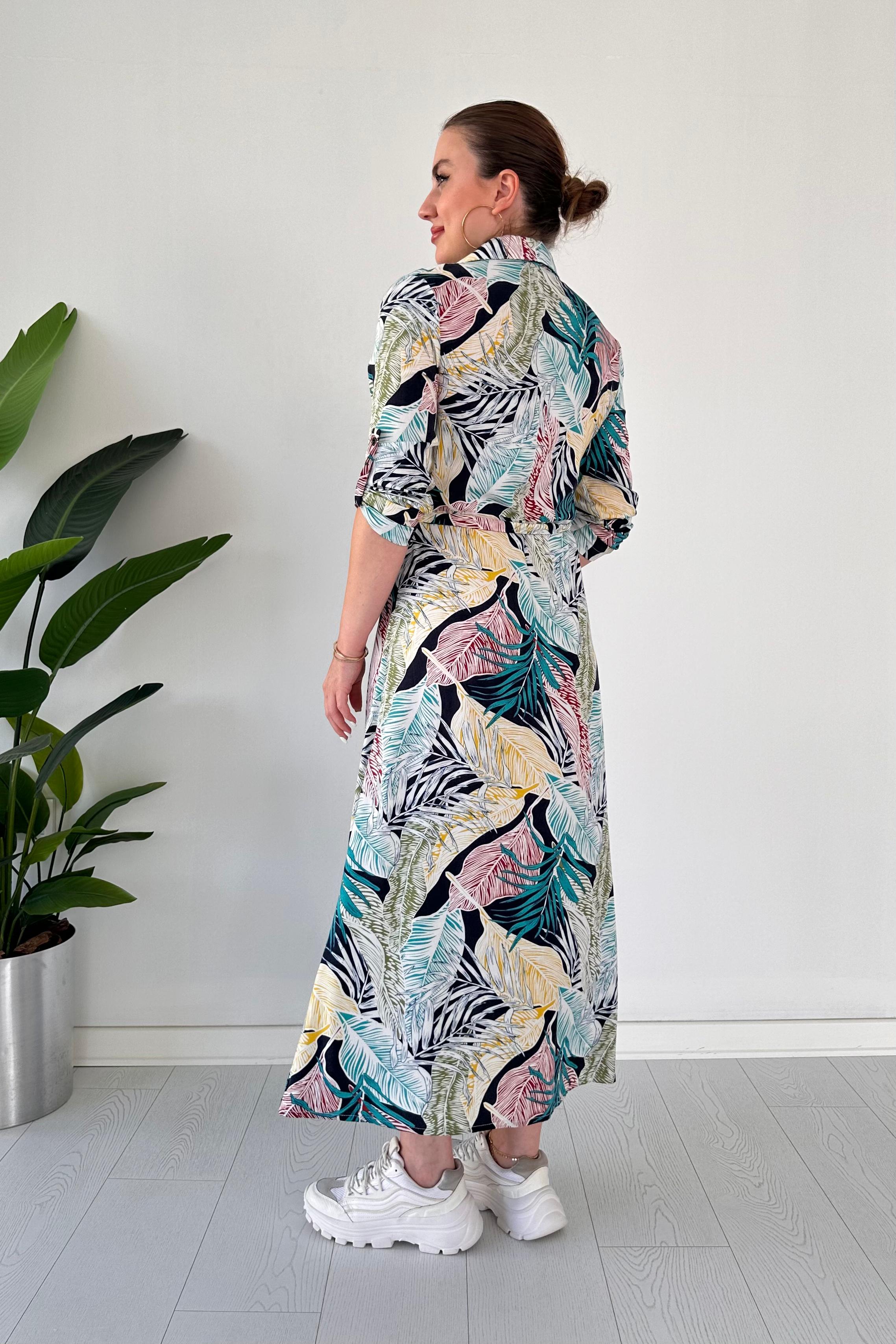 Yaprak Dökümlü Viskon Elbise