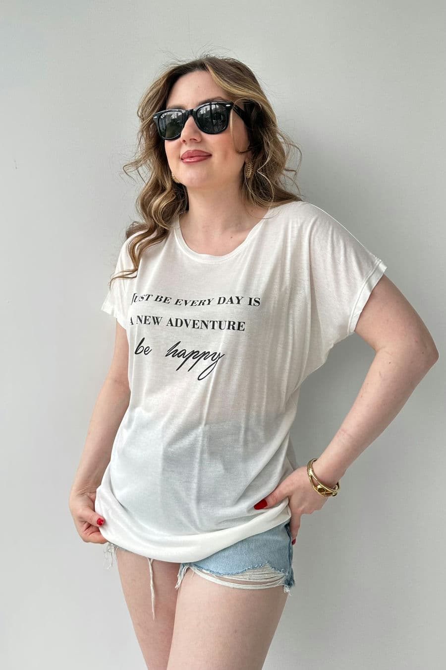 Be Happy T-shirt - Beyaz
