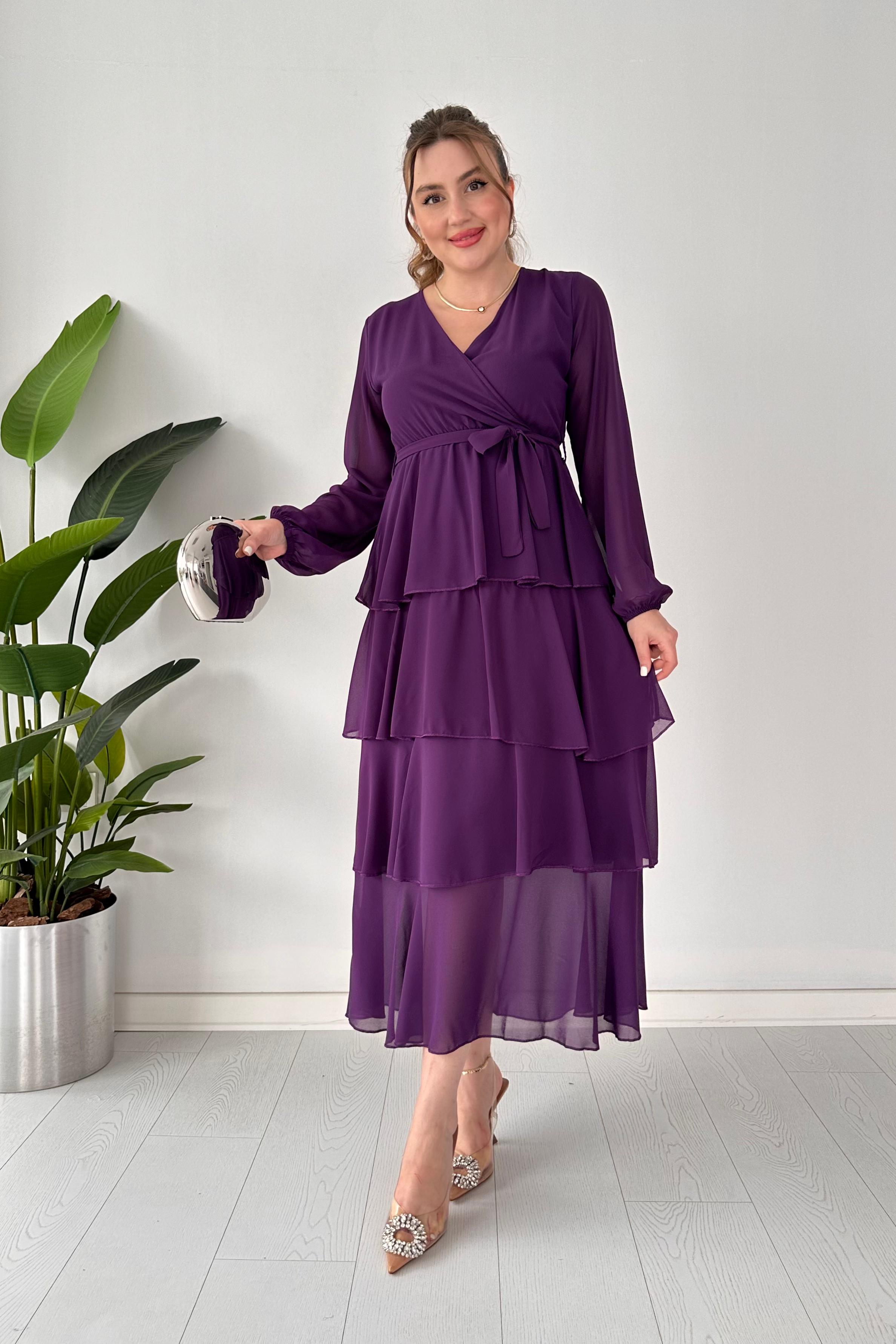 Kat Kat Şifon Elbise