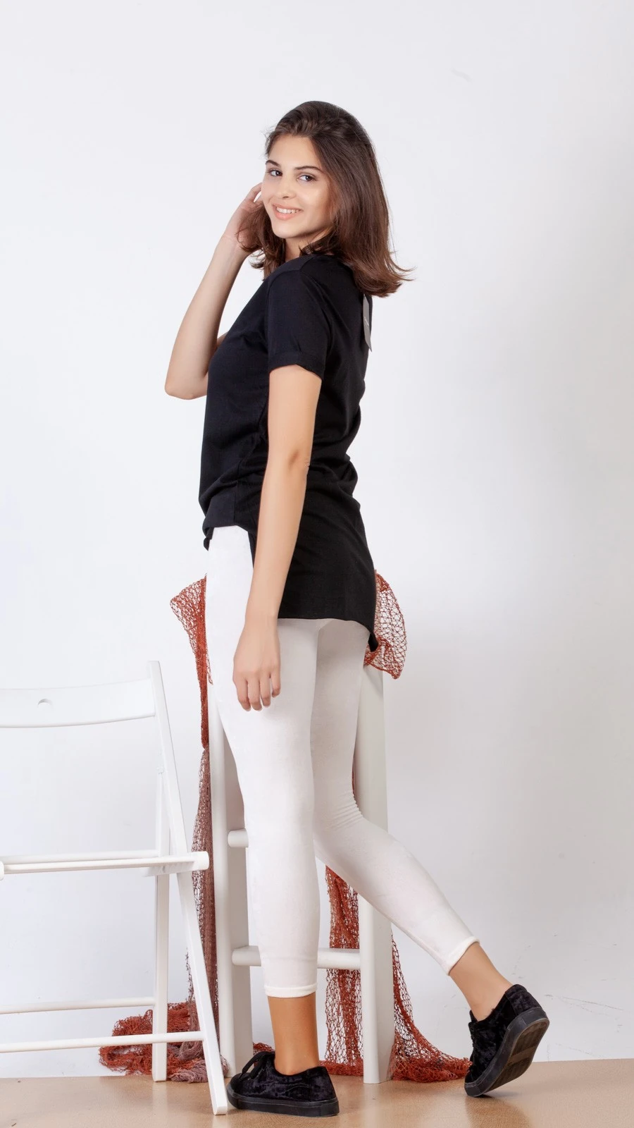 Kadife Tayt Pantolon - Beyaz