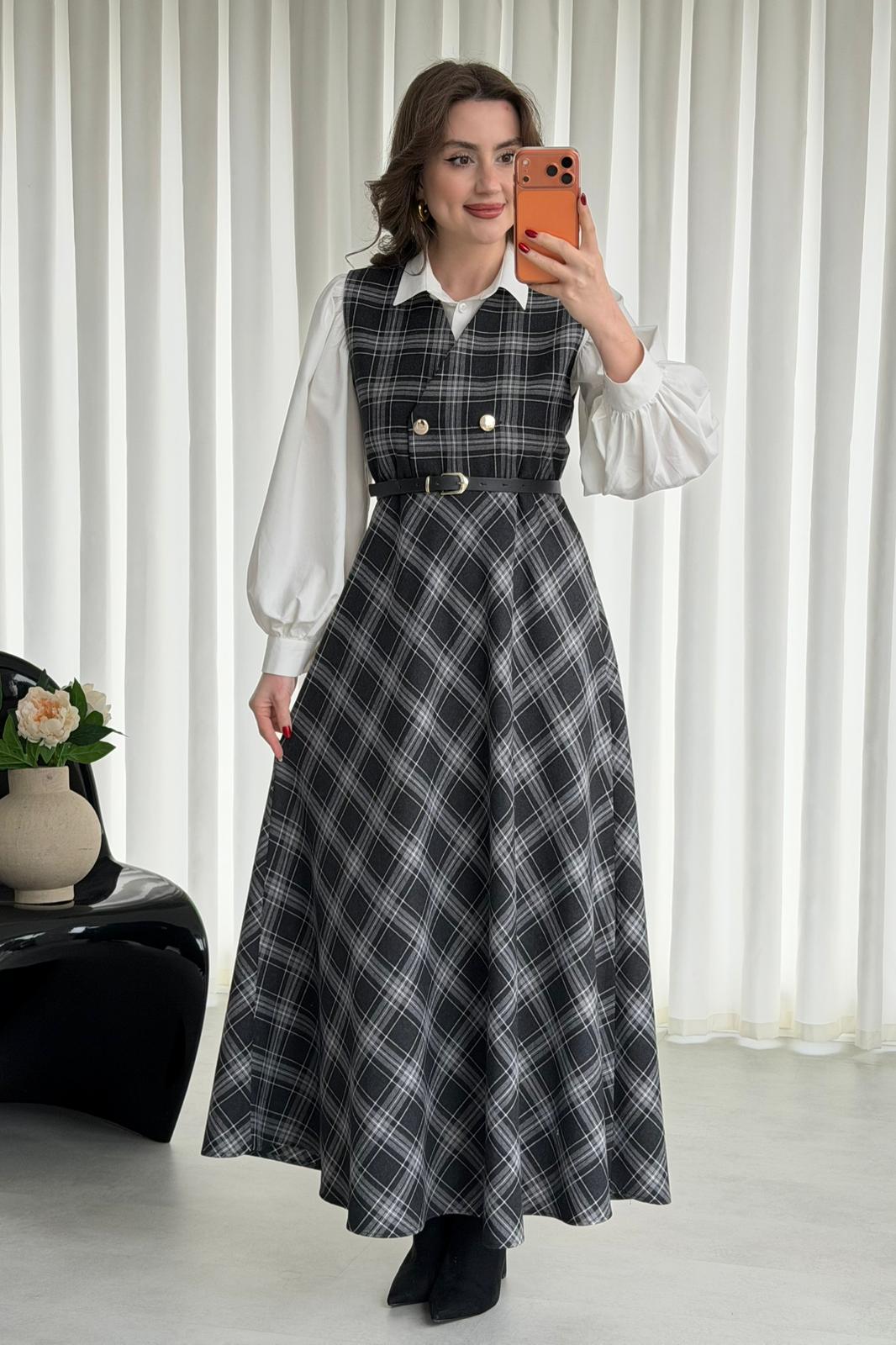 Kemerli Ekose Jile - Siyah