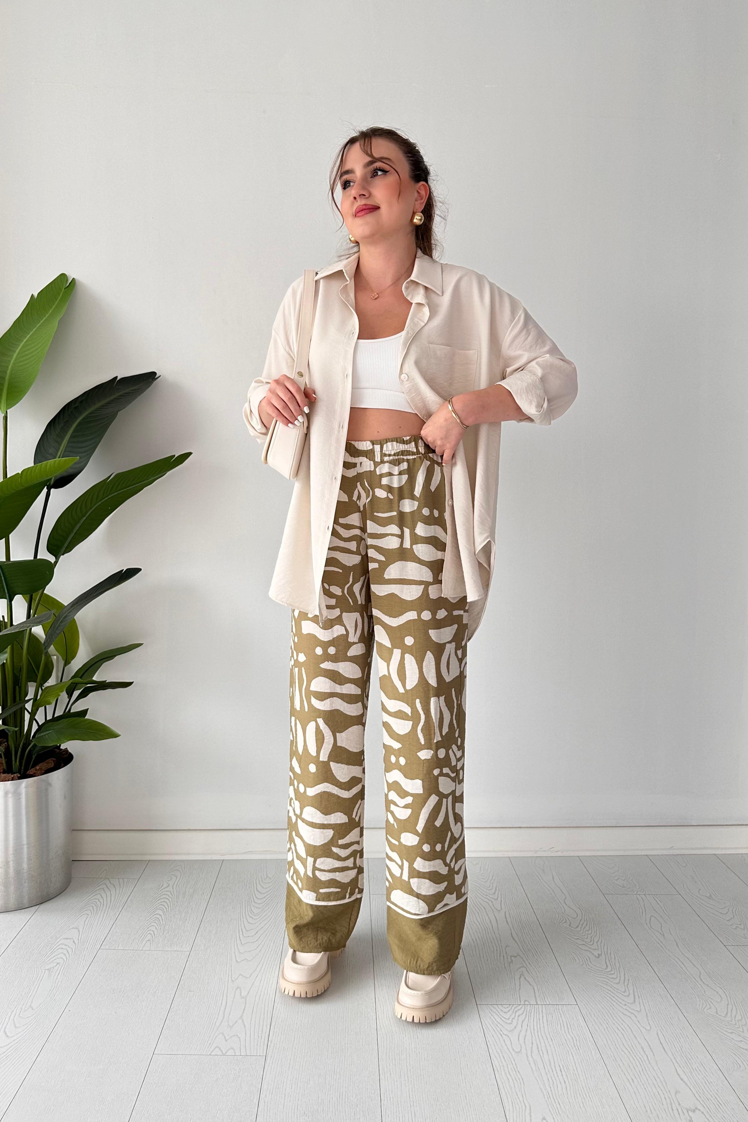 Desenli Pantolon-Gömlek İkili Takım