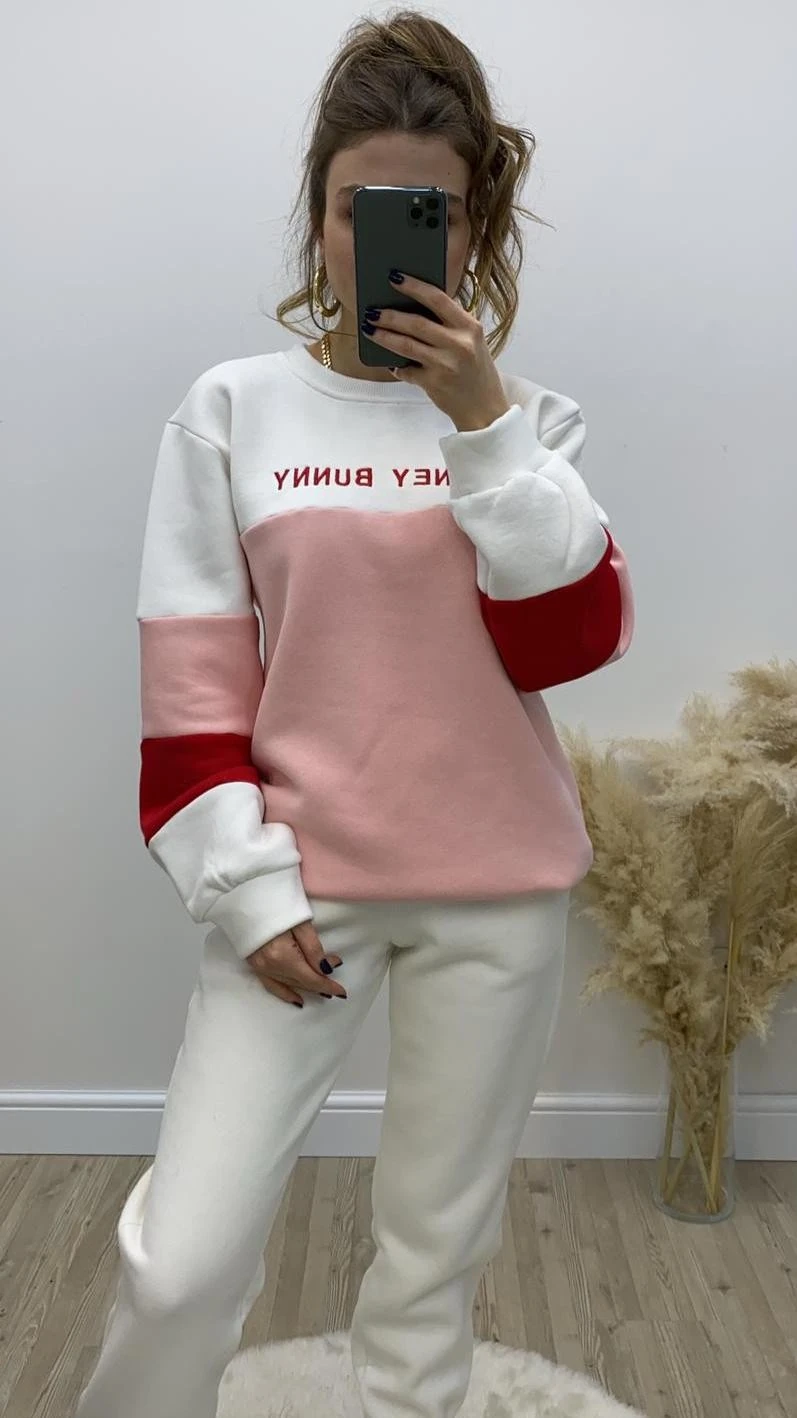 Nakış Detaylı Sweatshirt Pembe