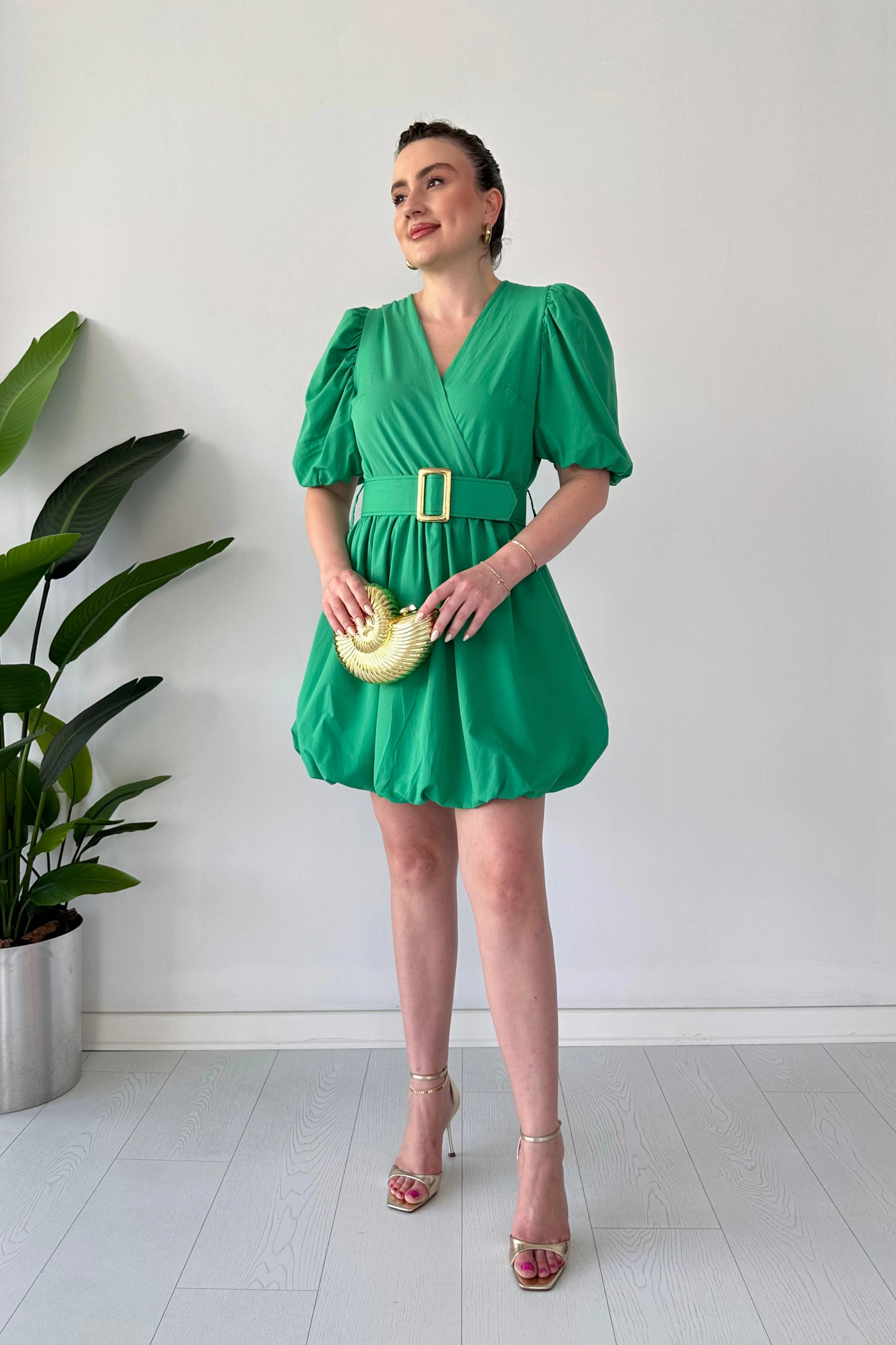 Balon Kemerli Elbise