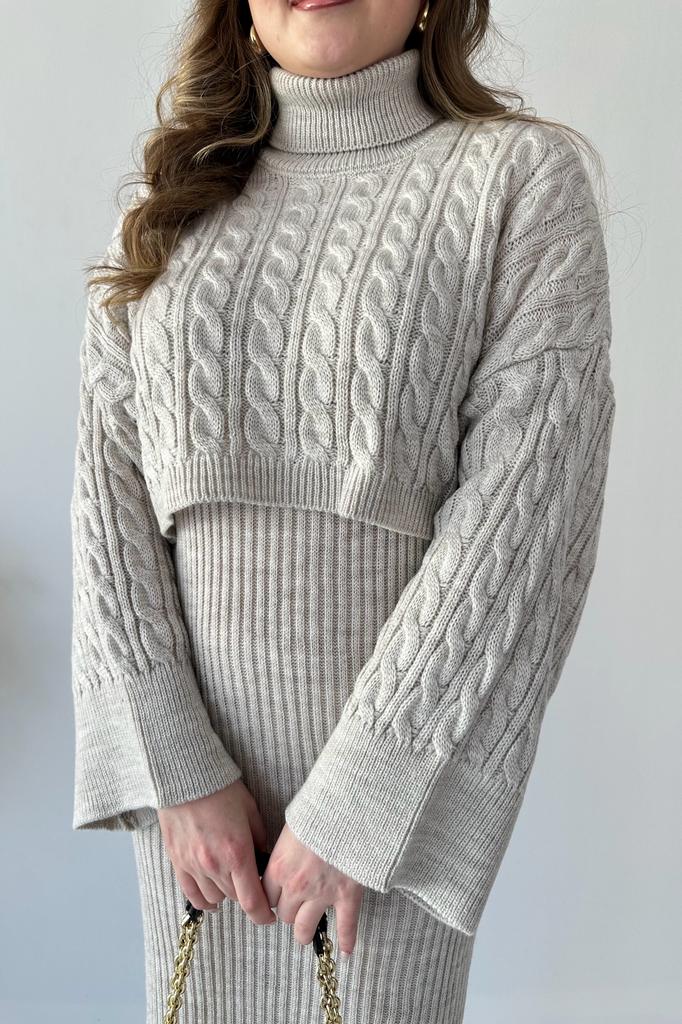 Saç Örgü Kazak Elbise Triko Takım