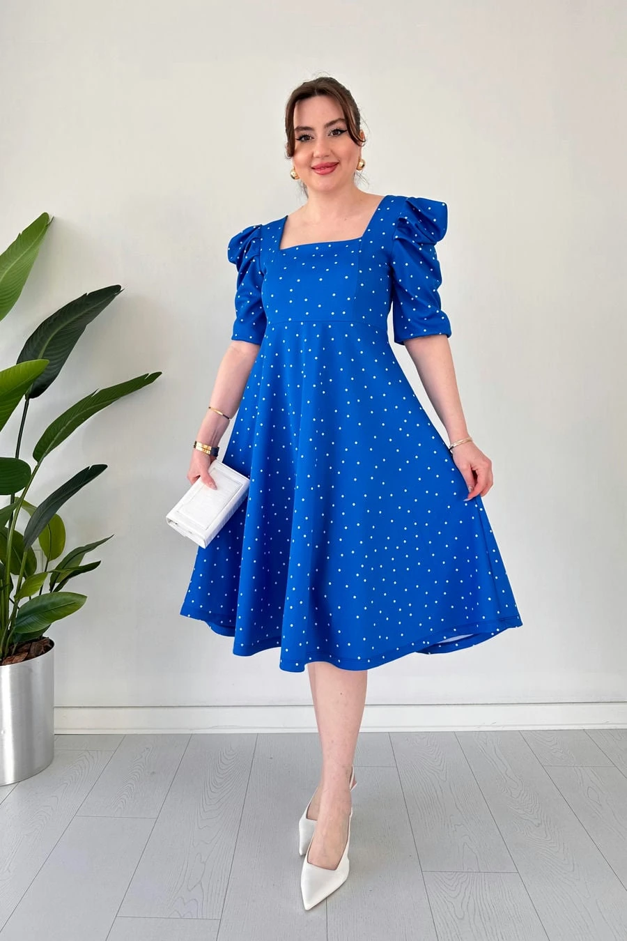 Prenses Kol Puantiye Elbise