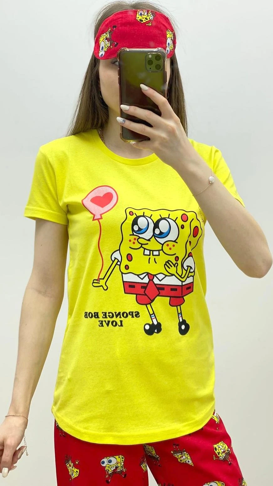 Sünger Bob Pijama Takımı Sarı-Kırmızı