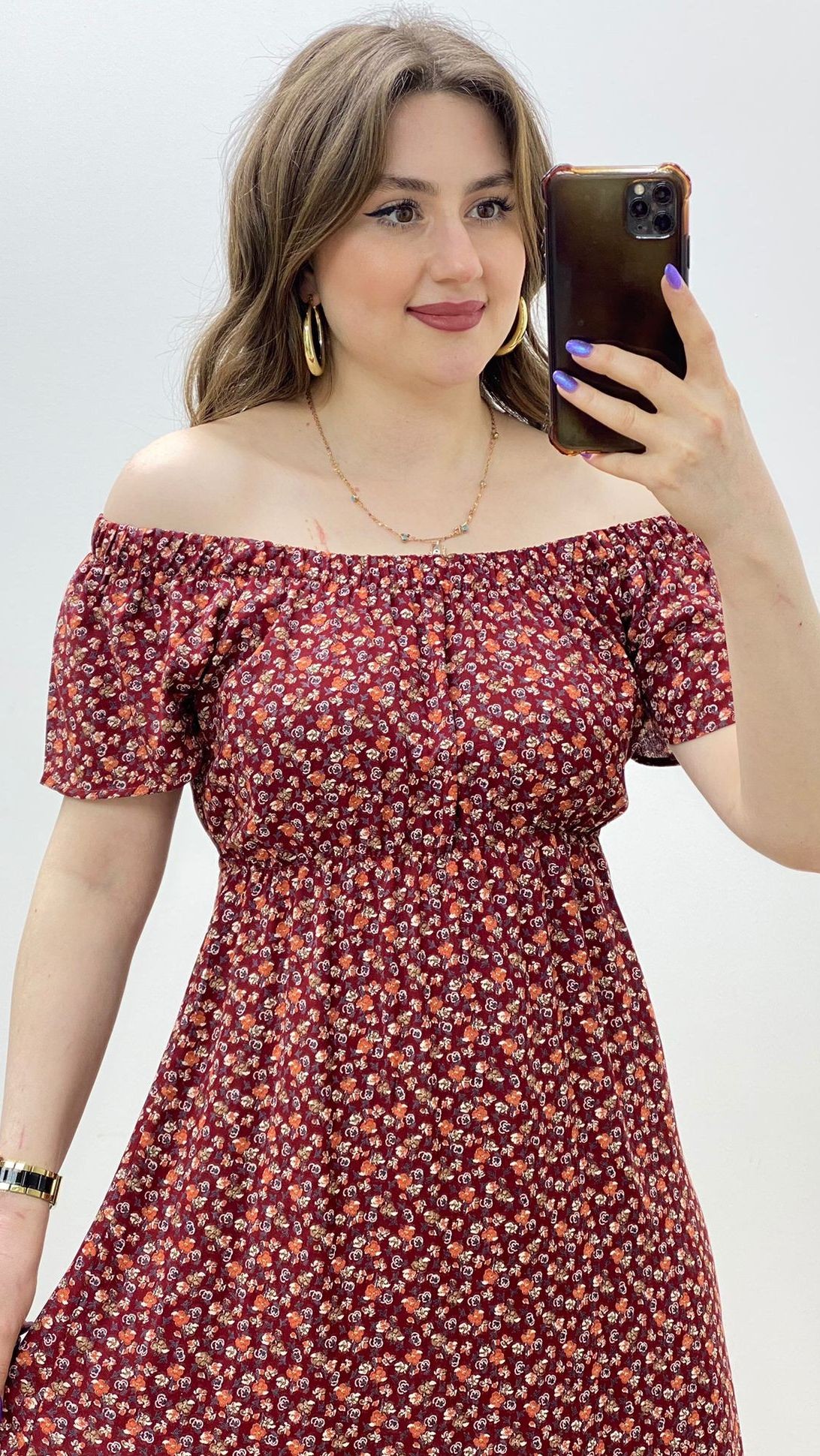 Madonna Mini Çıtır Viskon Elbise Bordo