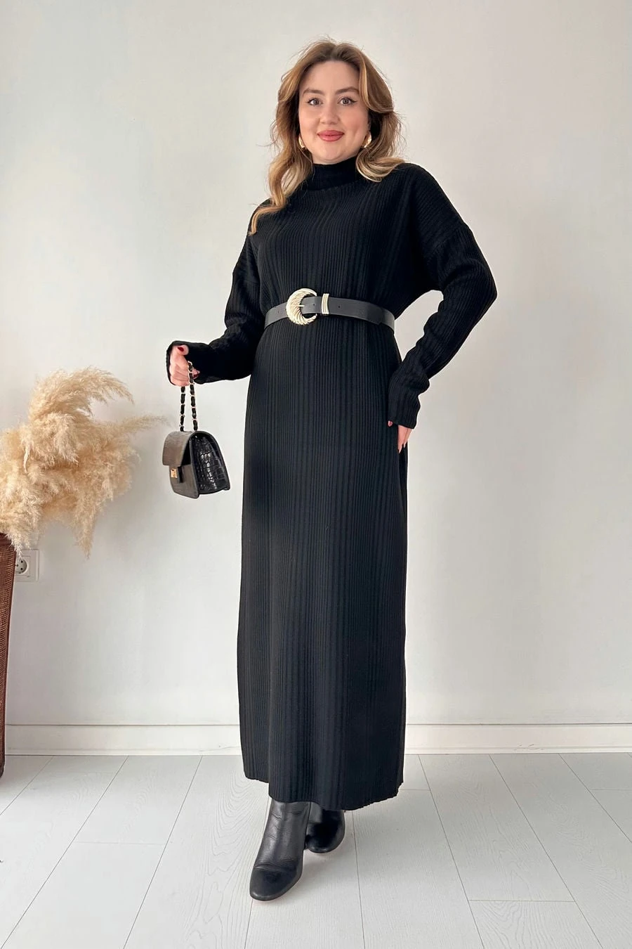 Fitilli Maksi Triko Elbise