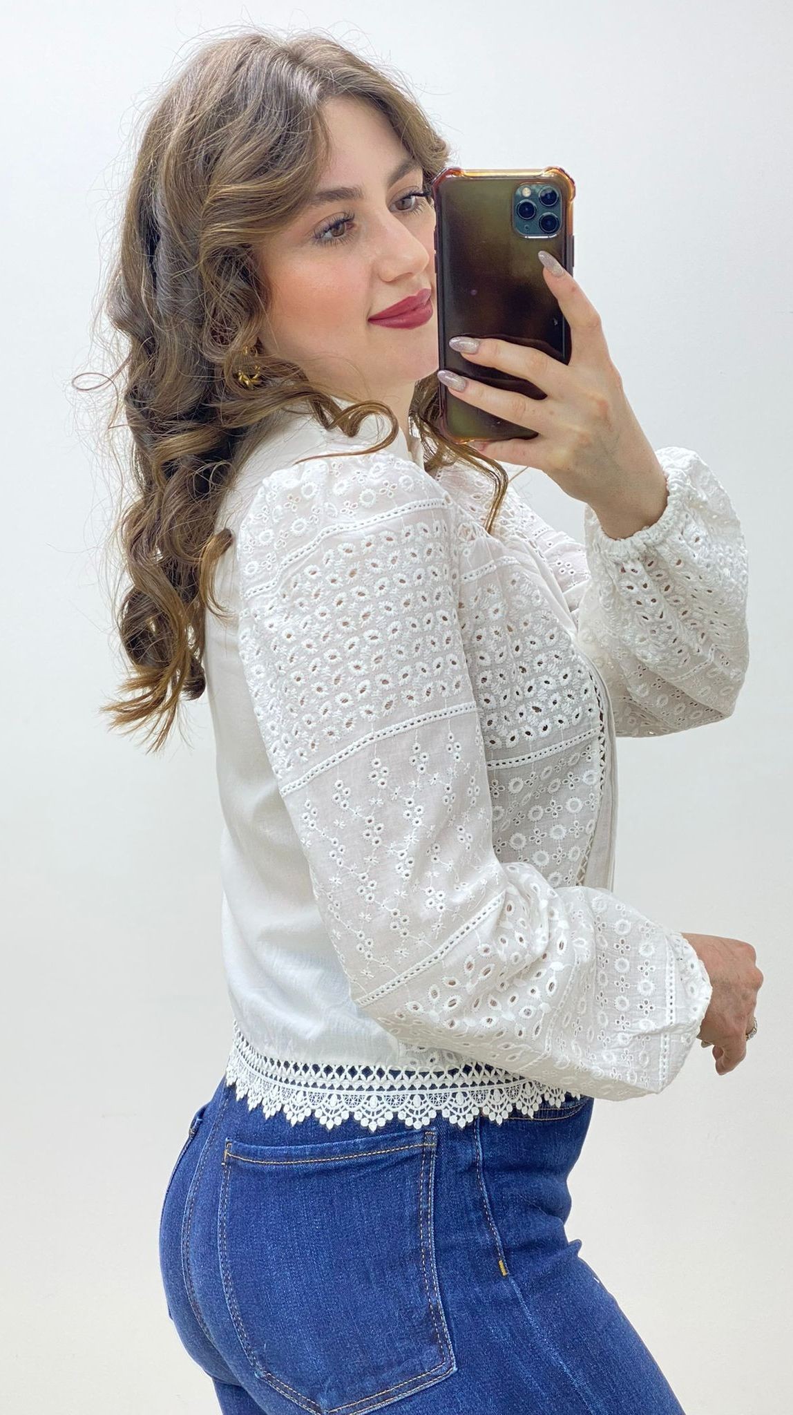 Beyaz Nakışlı Bluz Beyaz