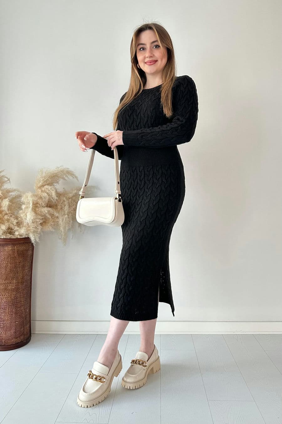 Saç Örgü Midi Elbise