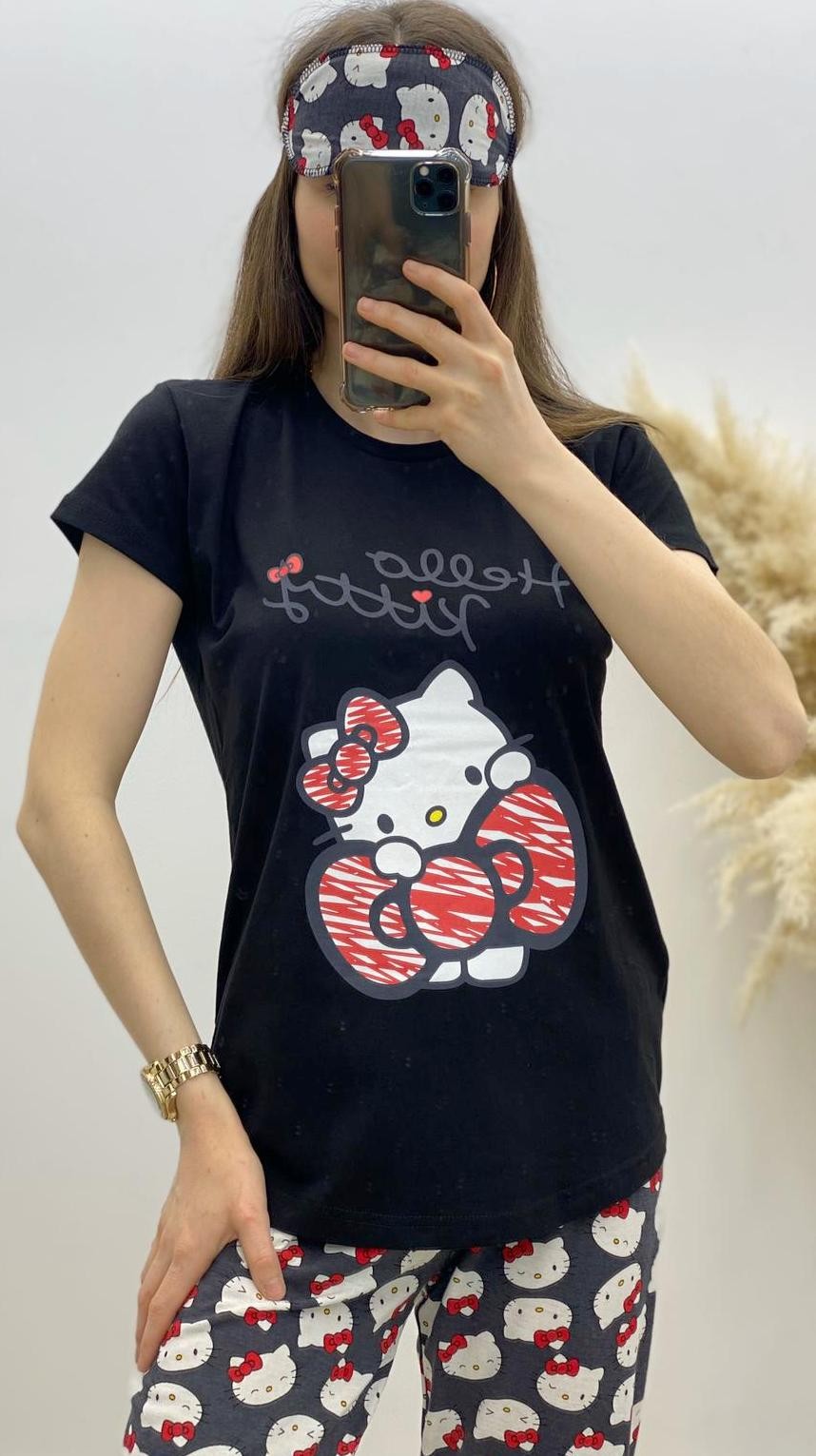 Hello Kitty Pijama Takımı Siyah