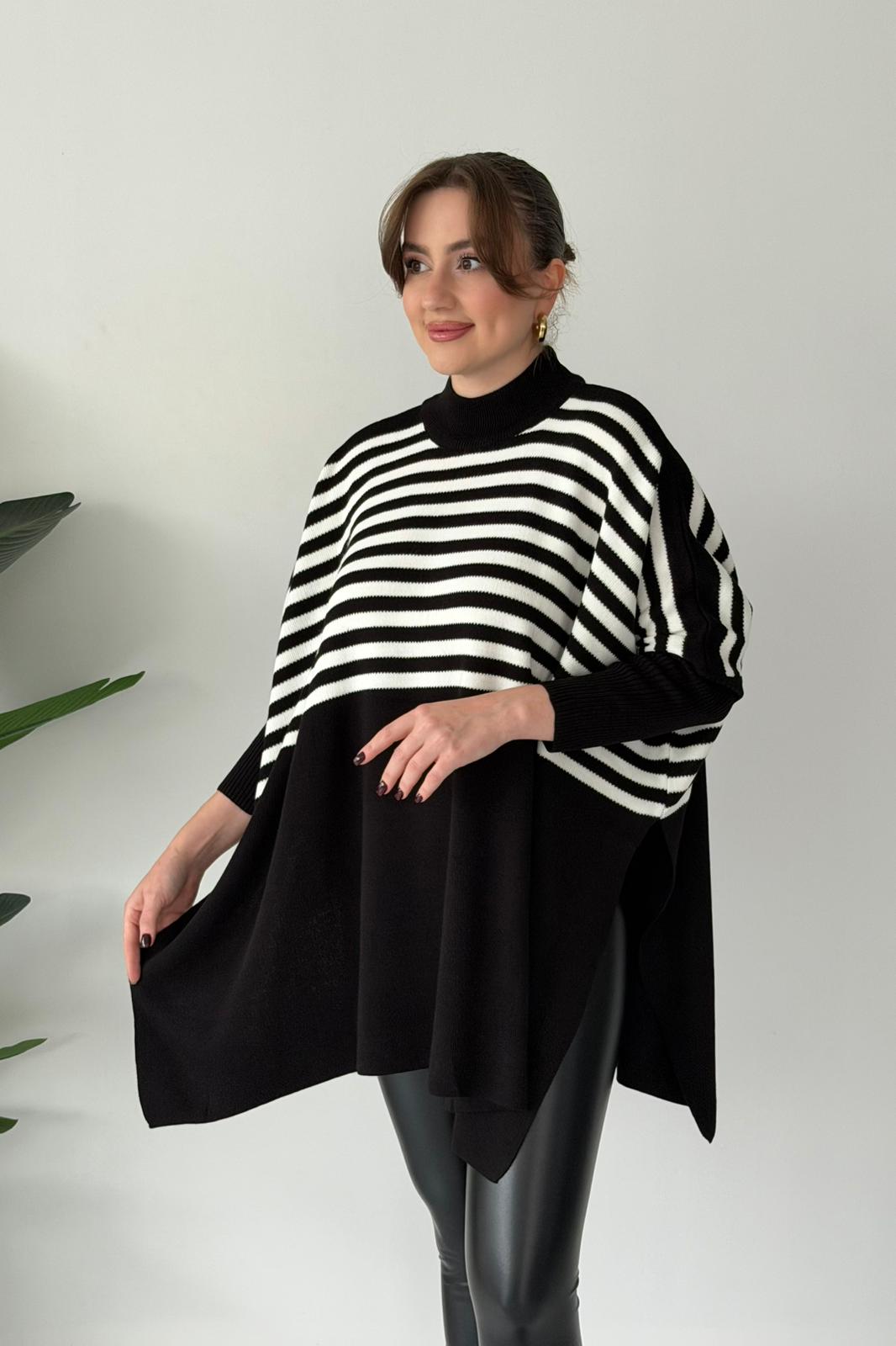 Çizgili Triko Panço