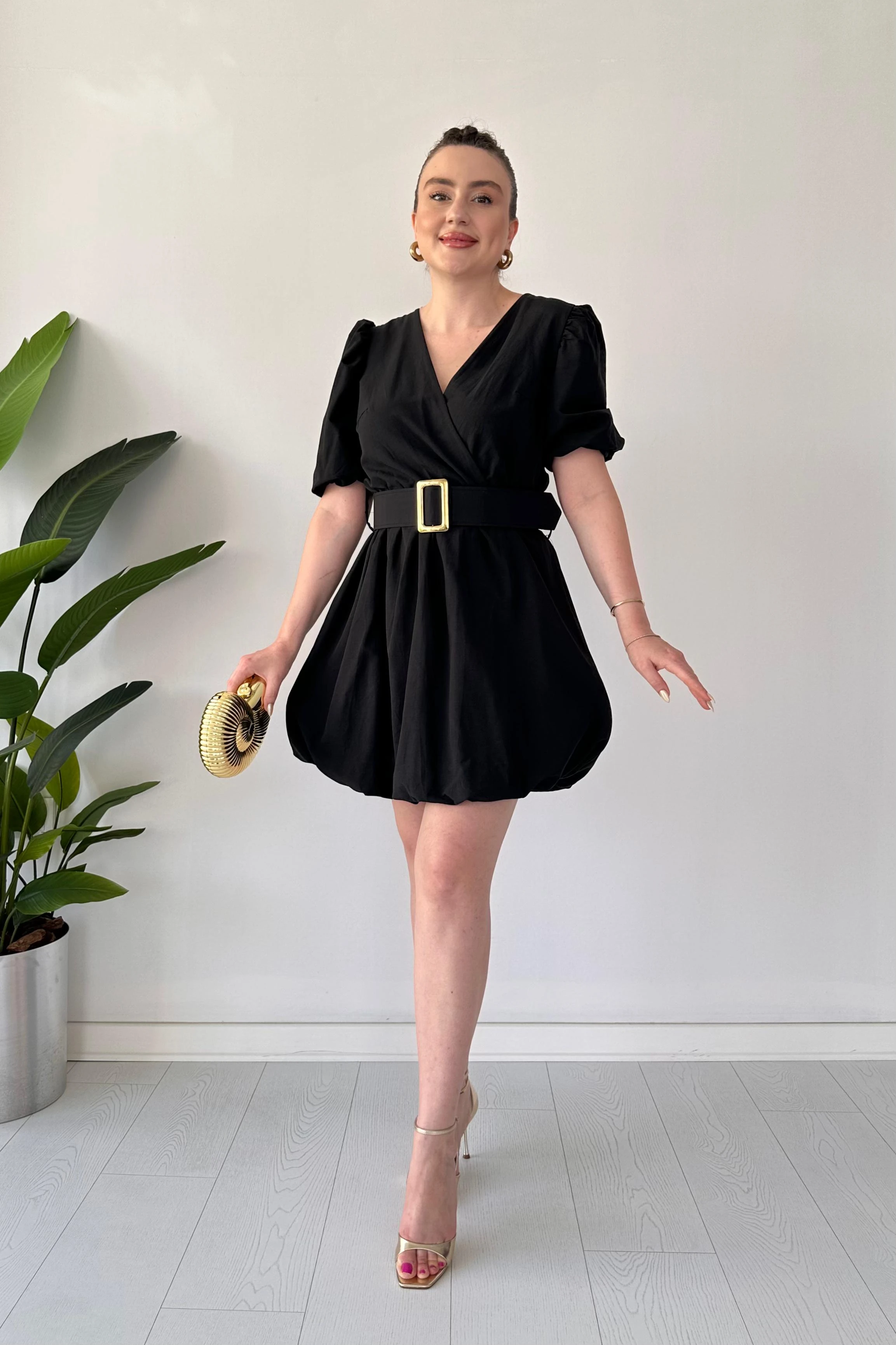 Balon Kemerli Elbise