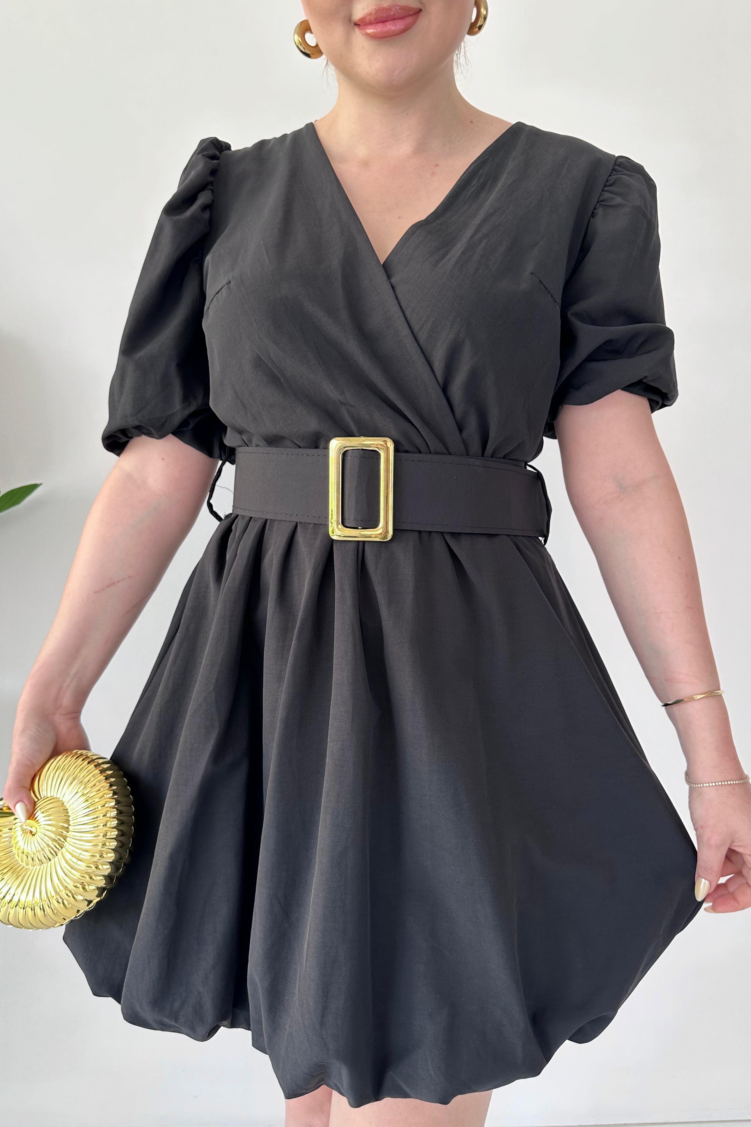 Balon Kemerli Elbise