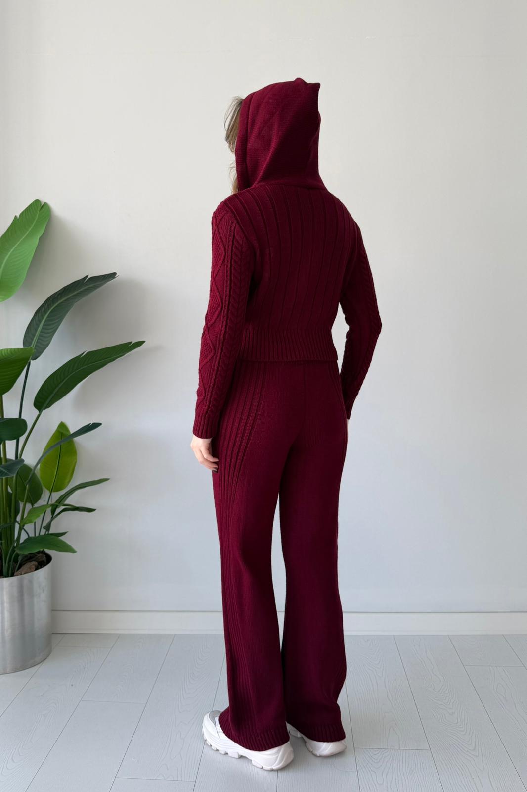 Kapşonlu Baklava Triko Takım