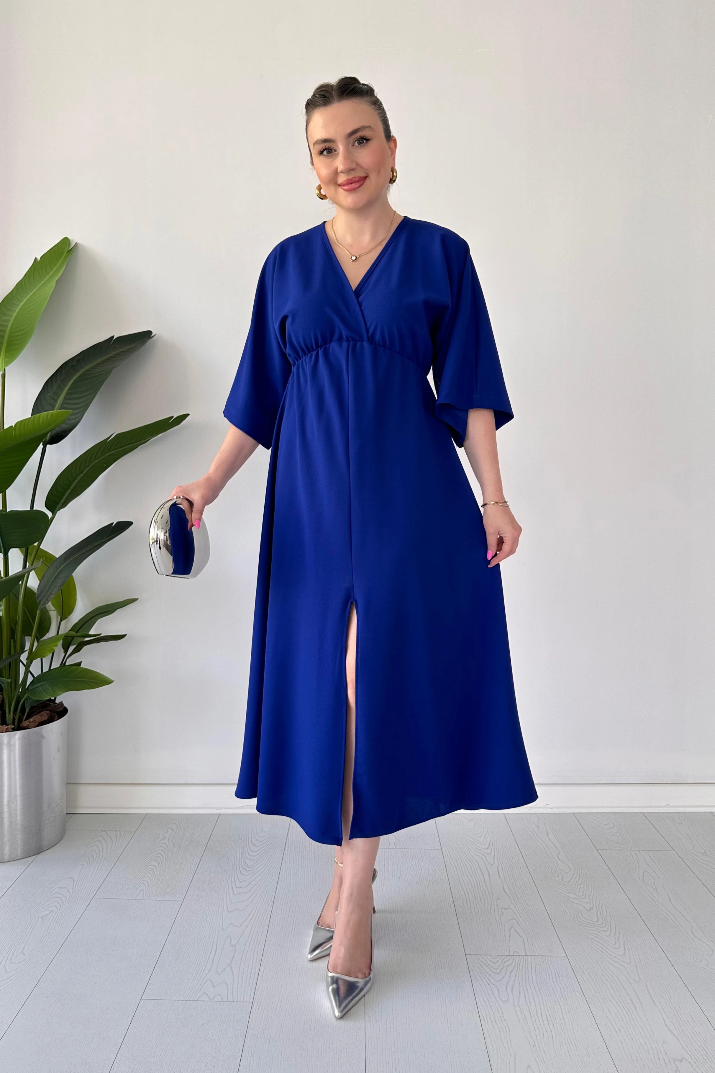 Yarasa Kol Krep Elbise