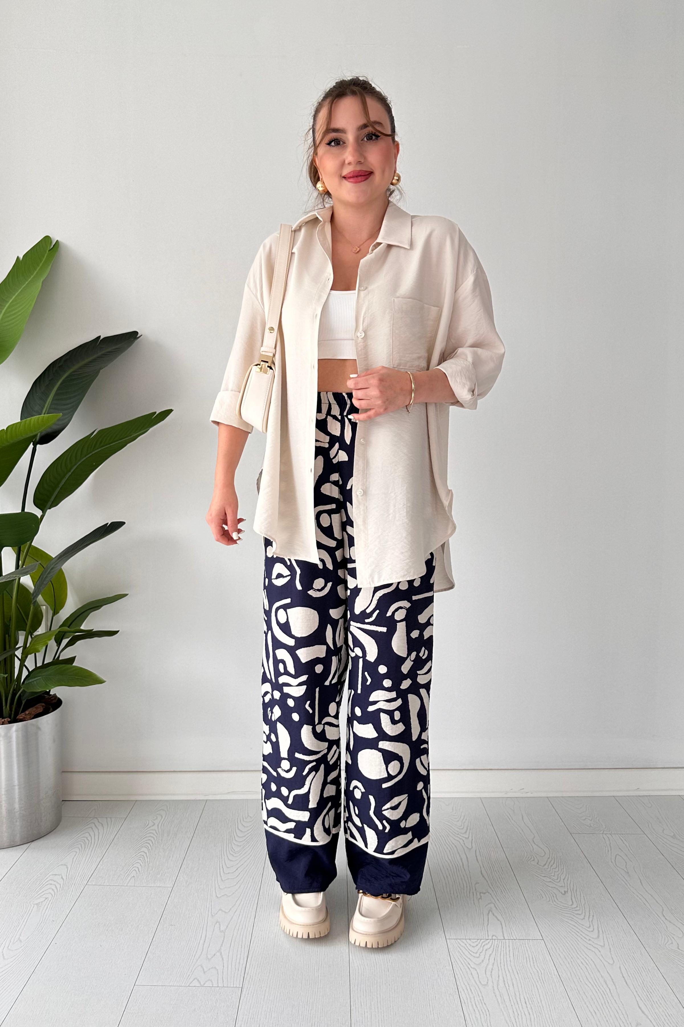 Desenli Pantolon-Gömlek İkili Takım