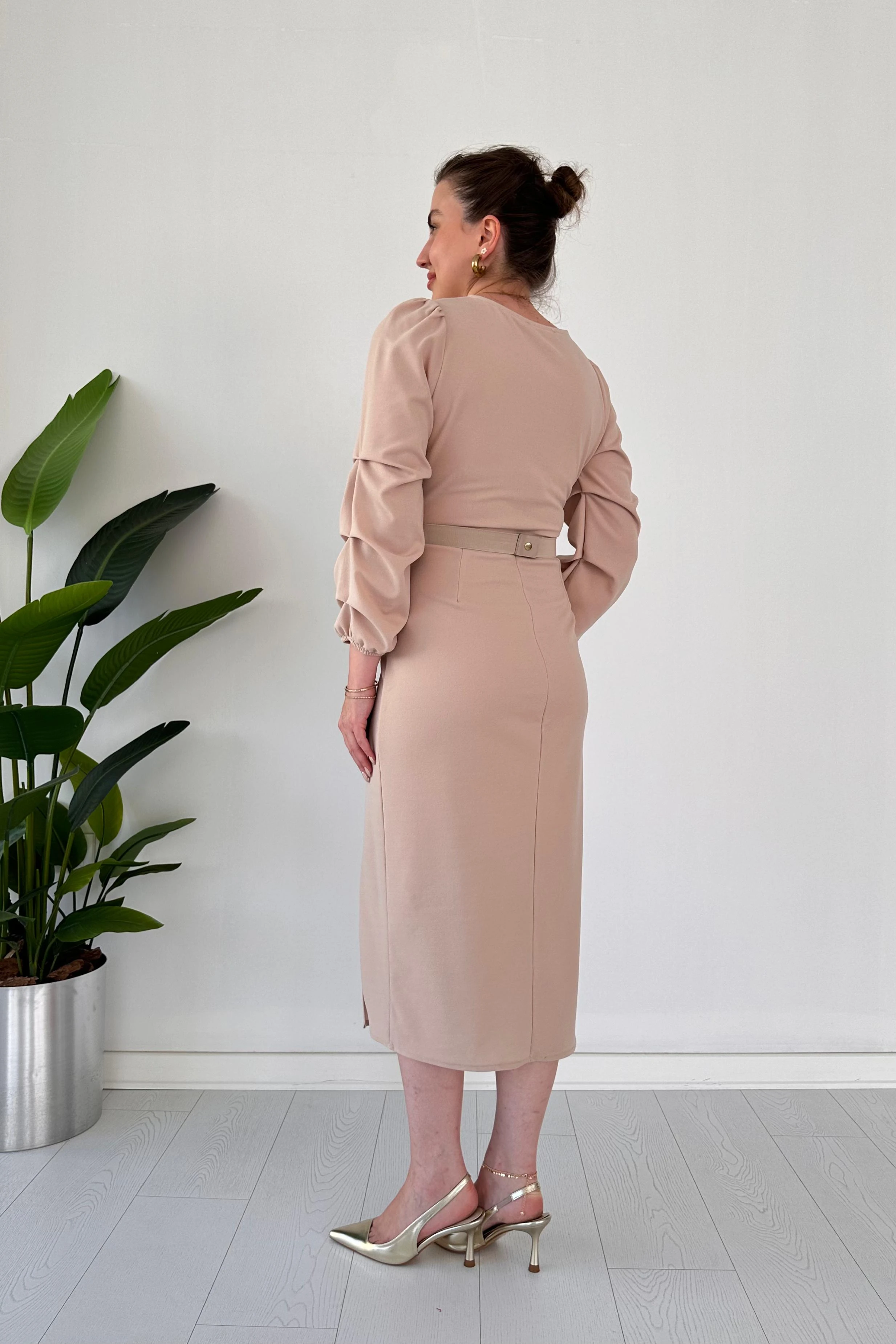 Dalga Kemer Krep Elbise