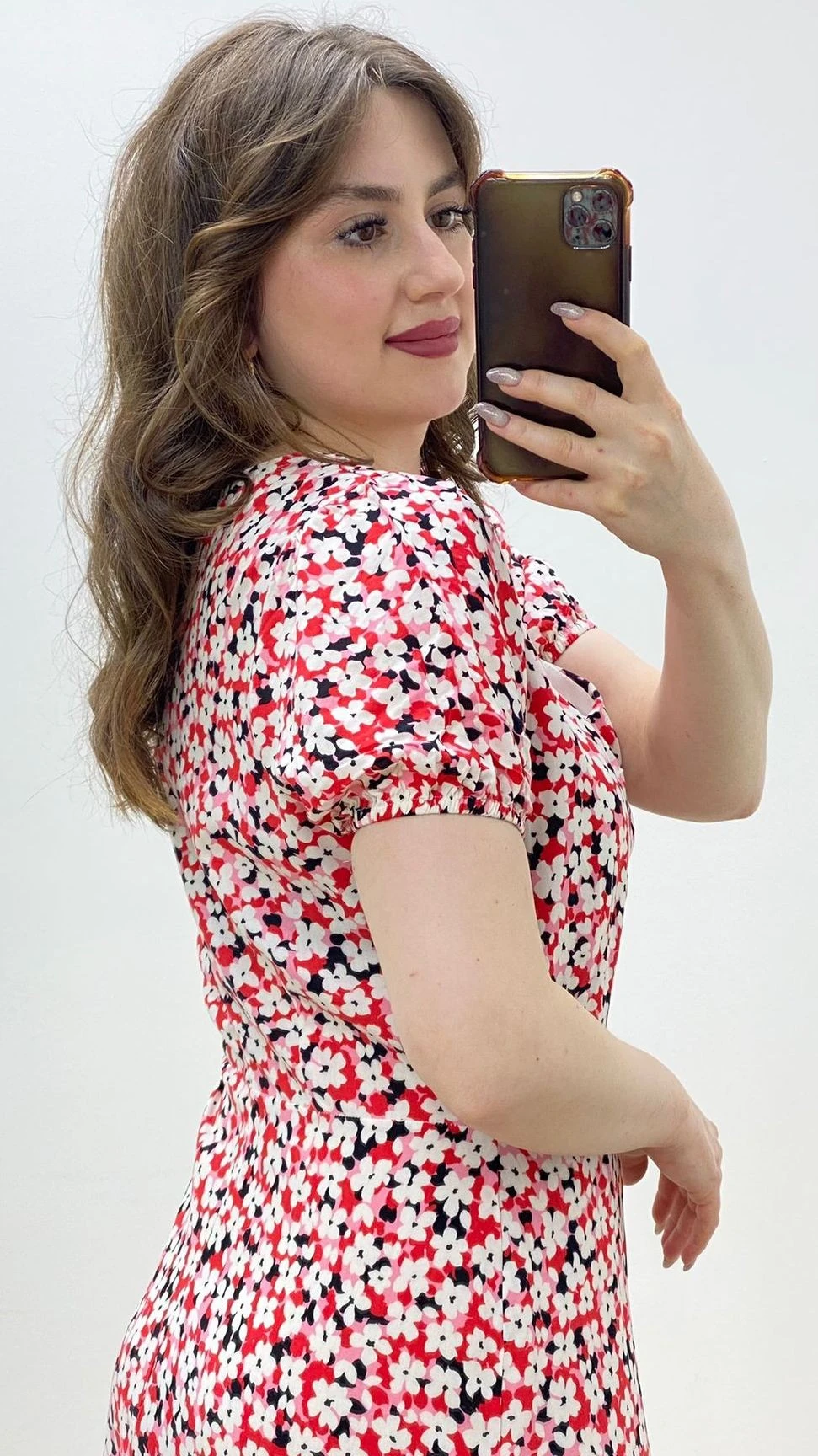 Öpücük Yaka Mineli Viskon Elbise Kırmızı