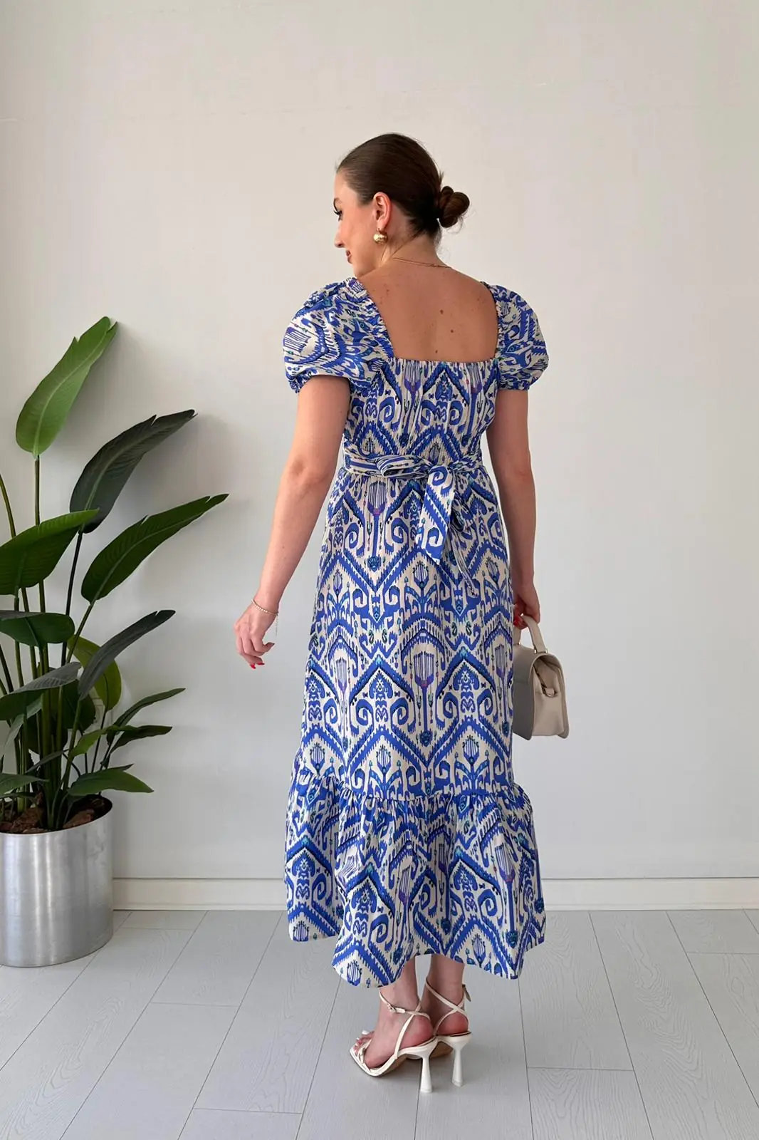Bağlamalı Etnik Poplin Elbise · 3
