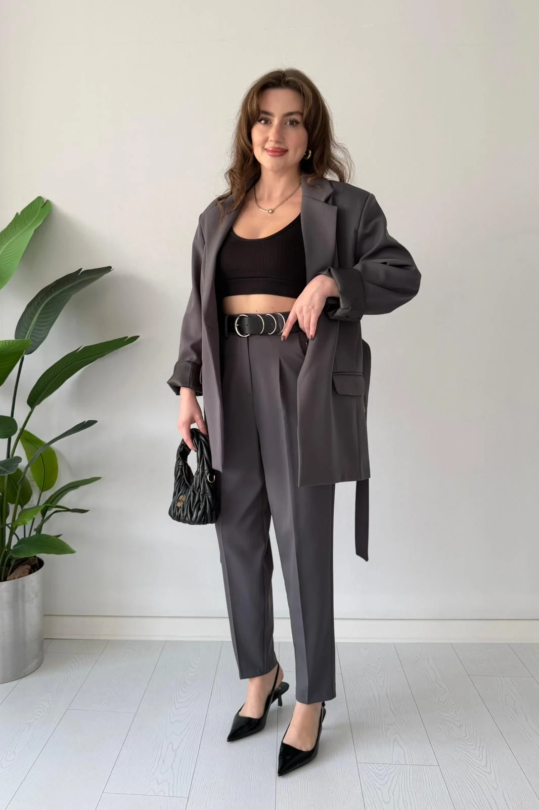 Oversize Kemerli Takım Elbise