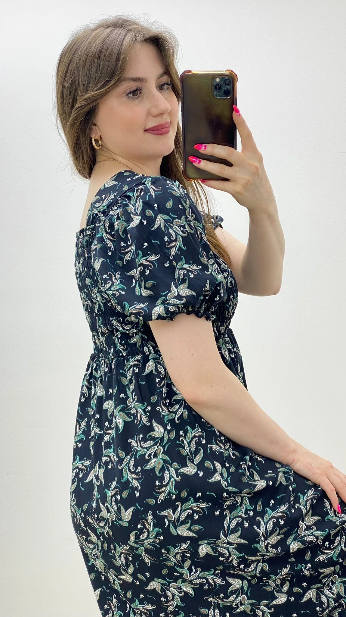 Gipeli Şallı Elbise Lacivert