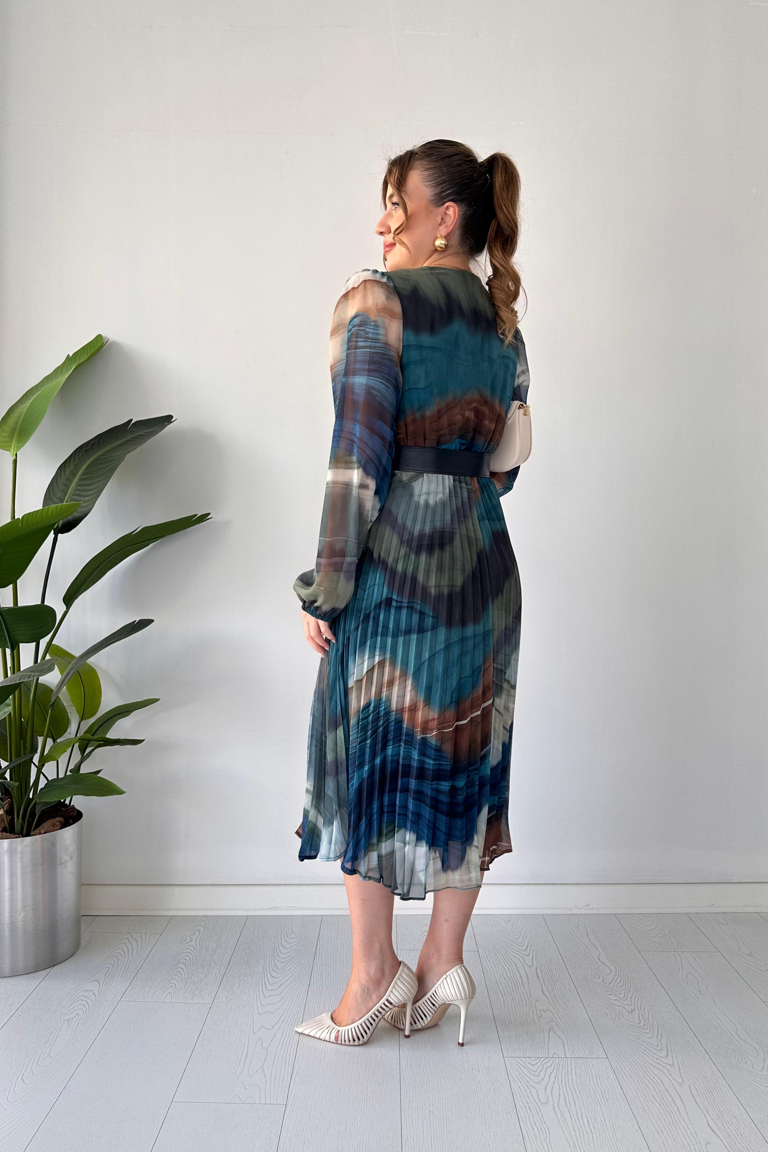 Ebruli Şifon Elbise