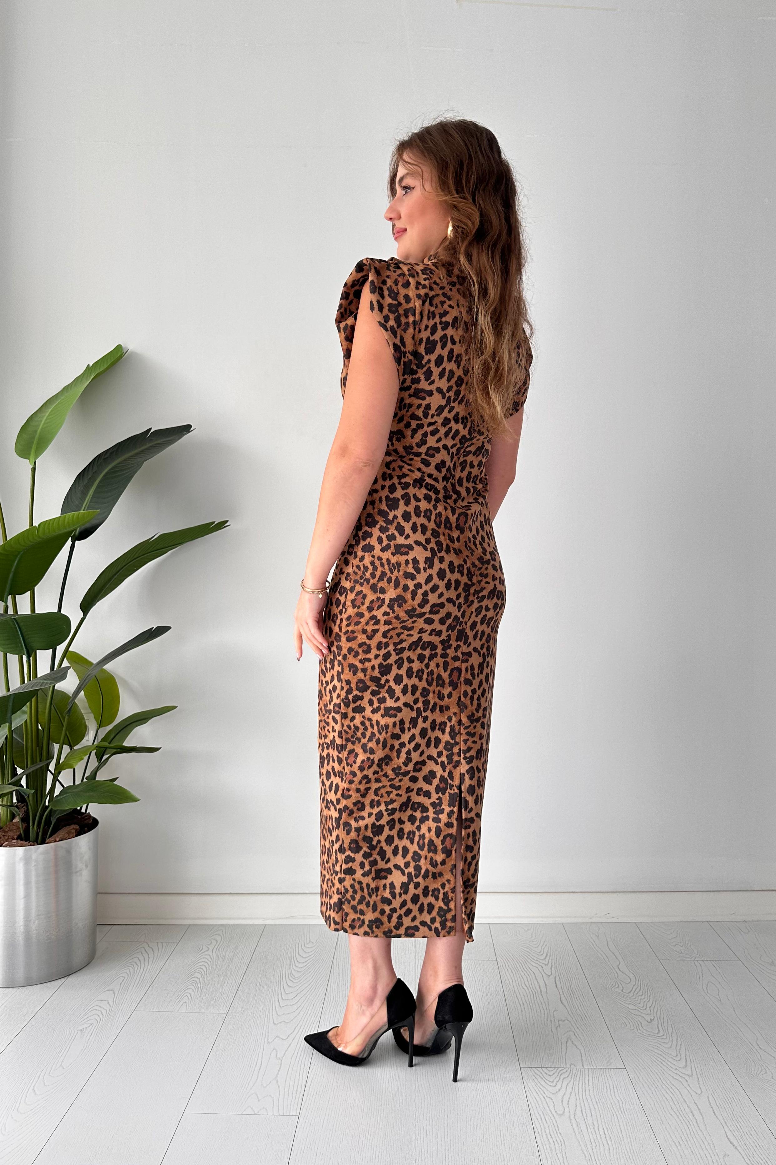 Süet Leopar Elbise