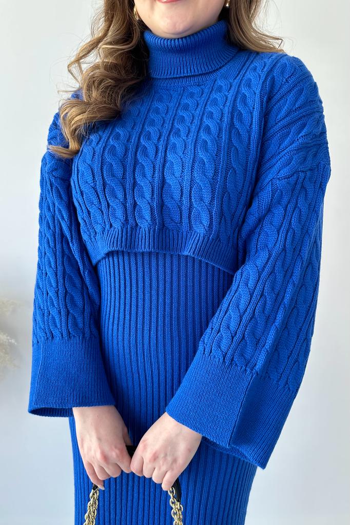 Saç Örgü Kazak Elbise Triko Takım