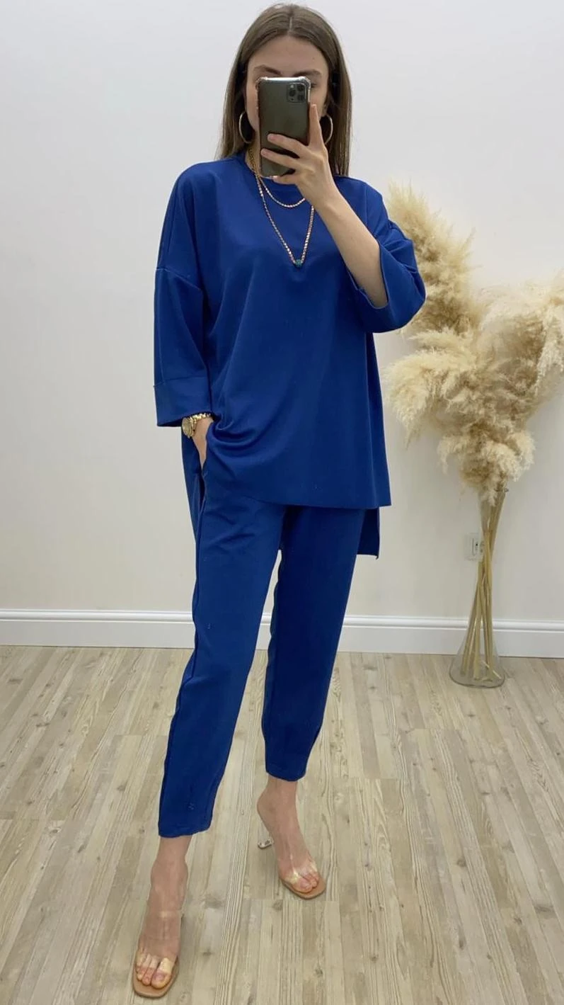 Kolu Katlamalı İkili Takım İndigo