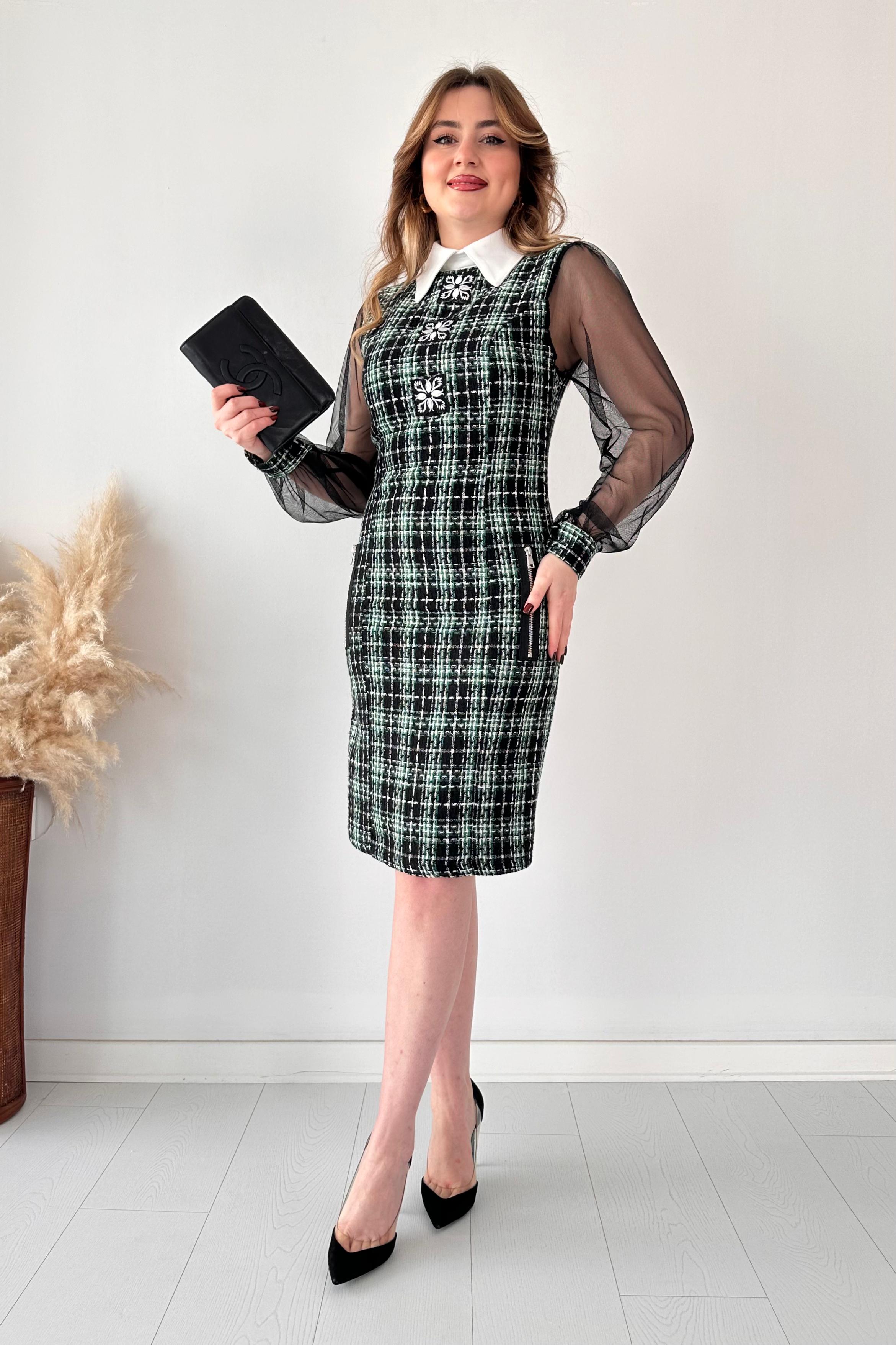 Kolu Tül Tüvit Elbise