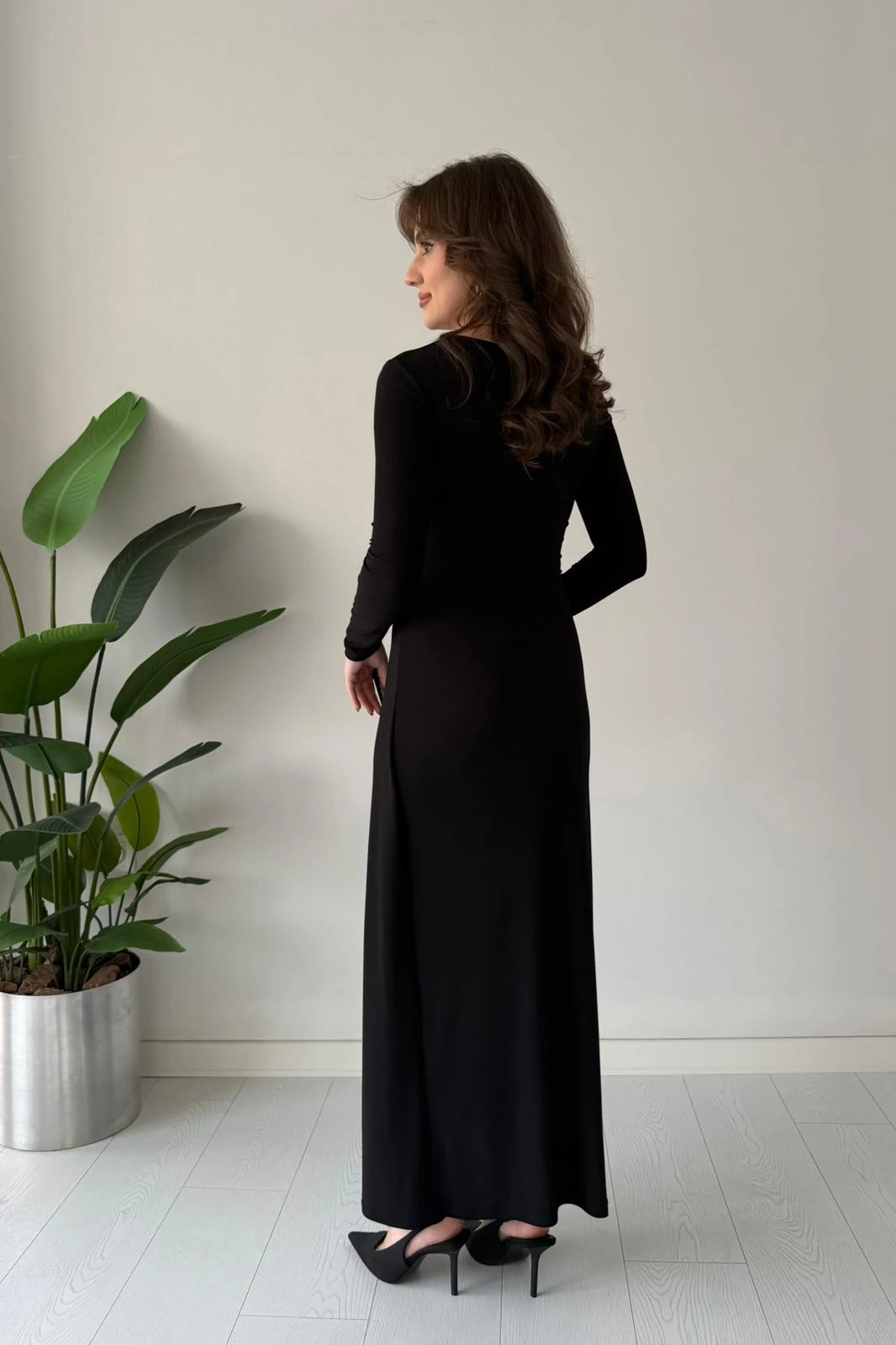 Dalga Tokalı Esnek Elbise