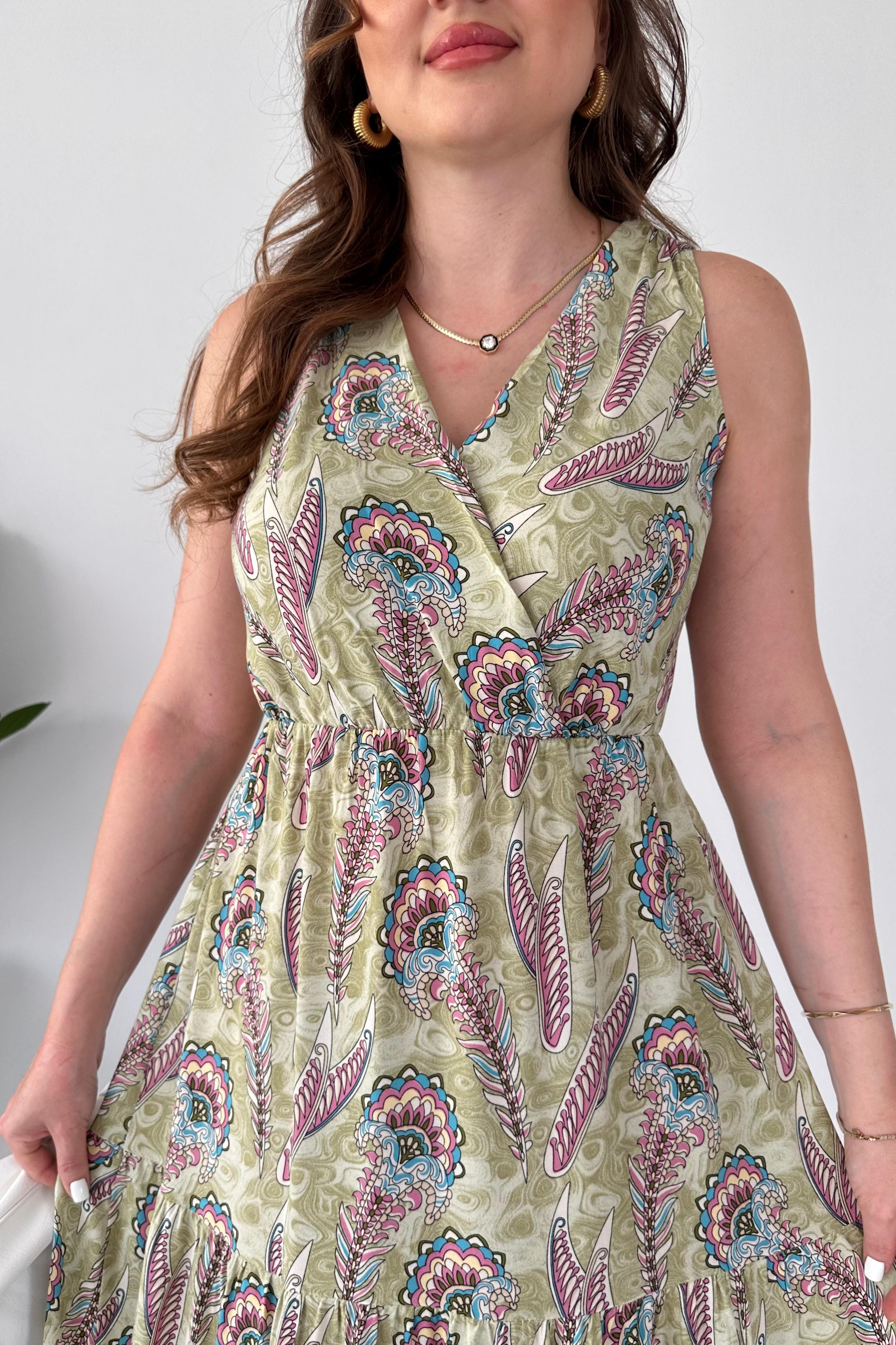 Feather Kolsuz Viskon Elbise