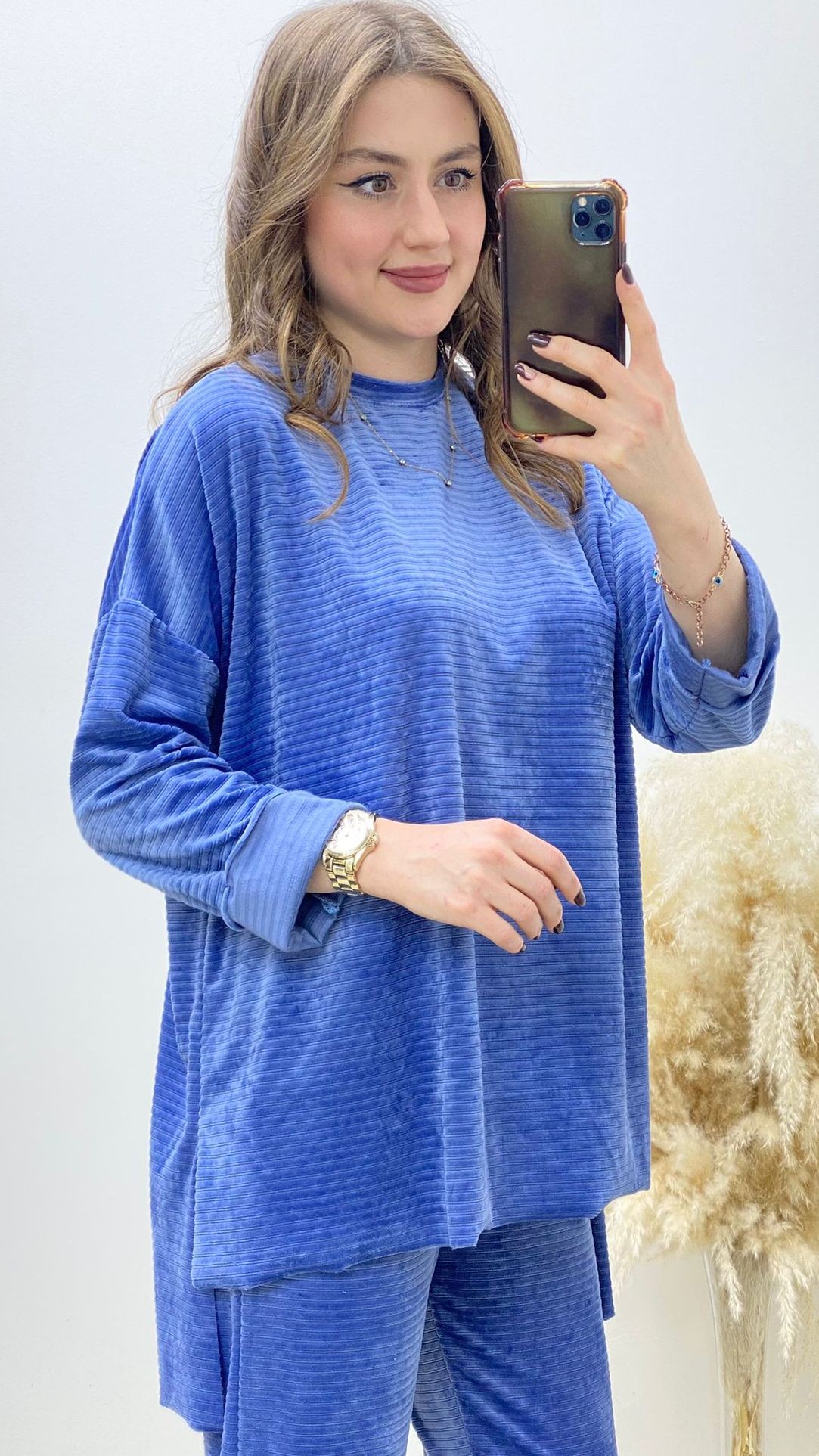 Kadife Rahat Takım Mavi