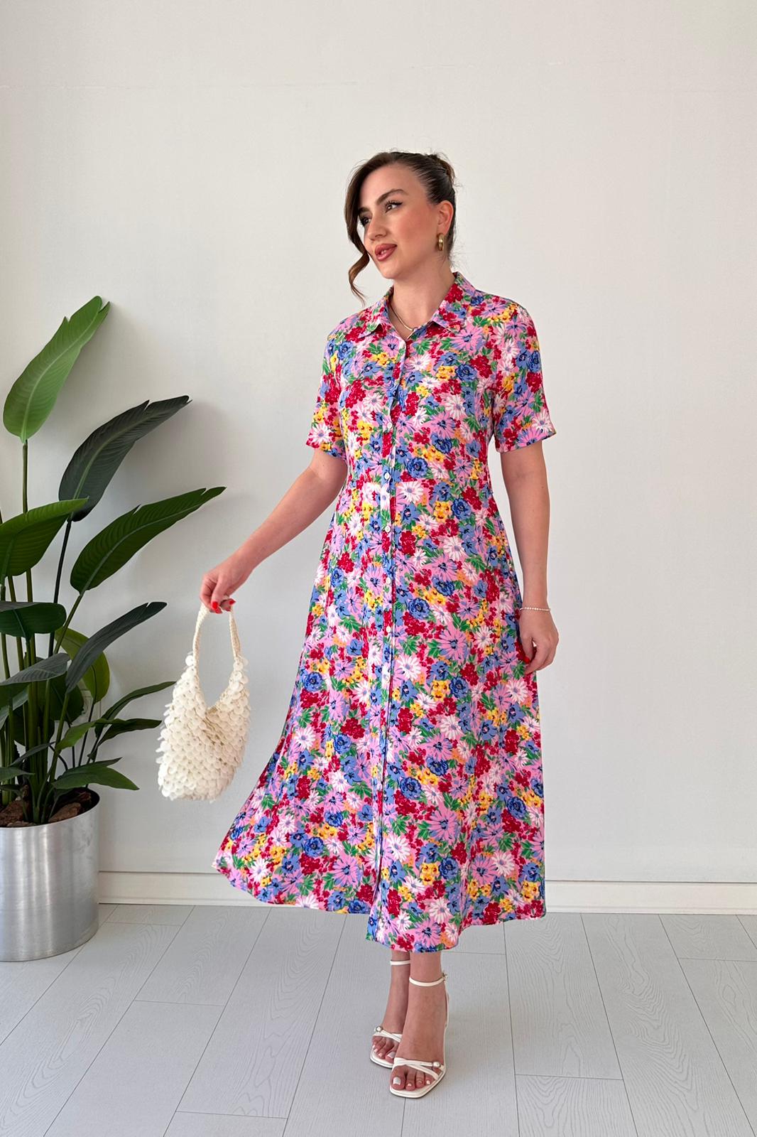 Daisy Gömlek Elbise - Pembe