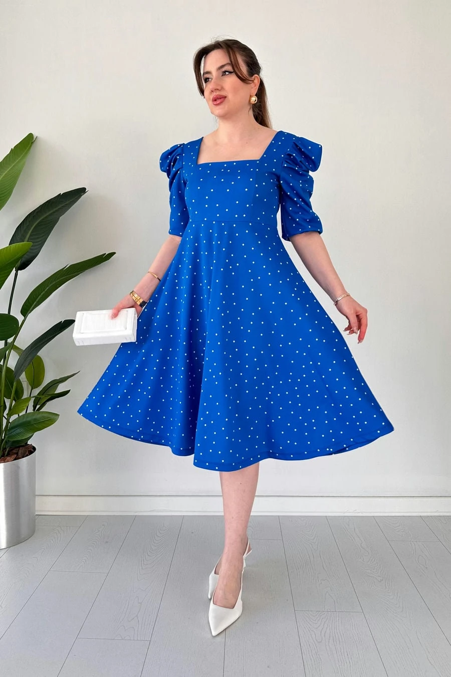 Prenses Kol Puantiye Elbise