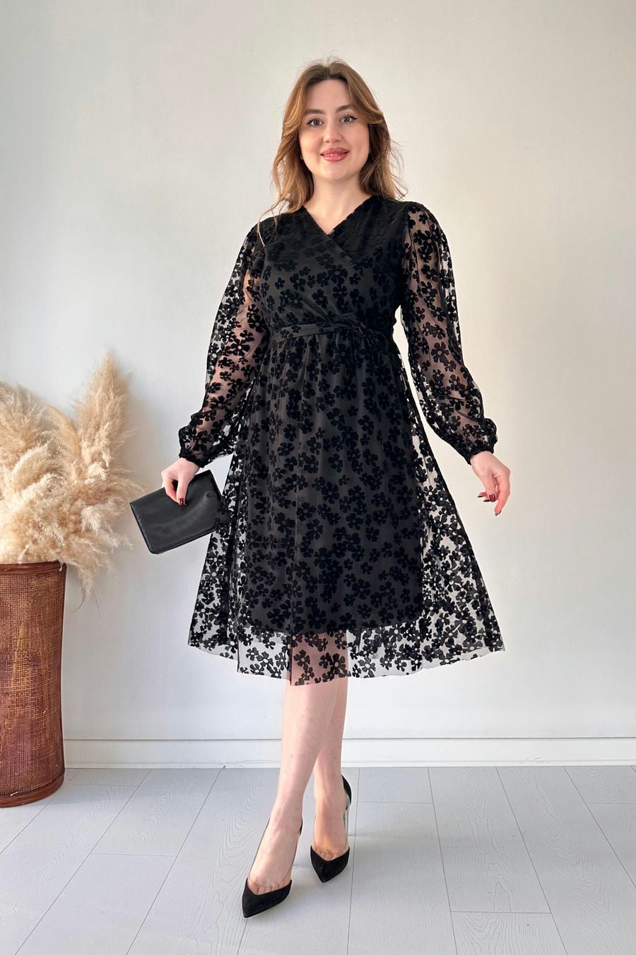 Çiçek Baskı Tül Elbise