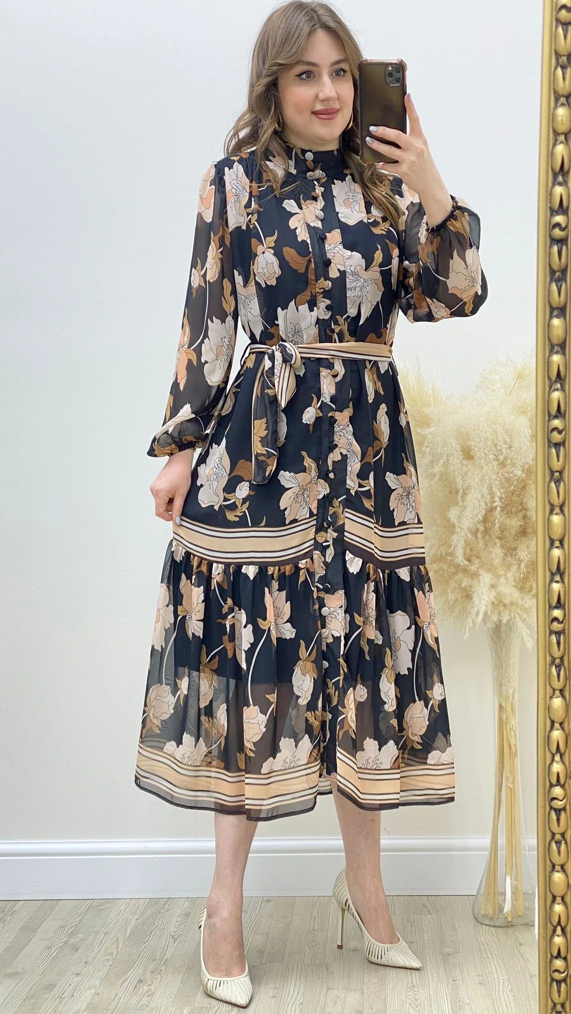 Lilyum Şifon Elbise Siyah