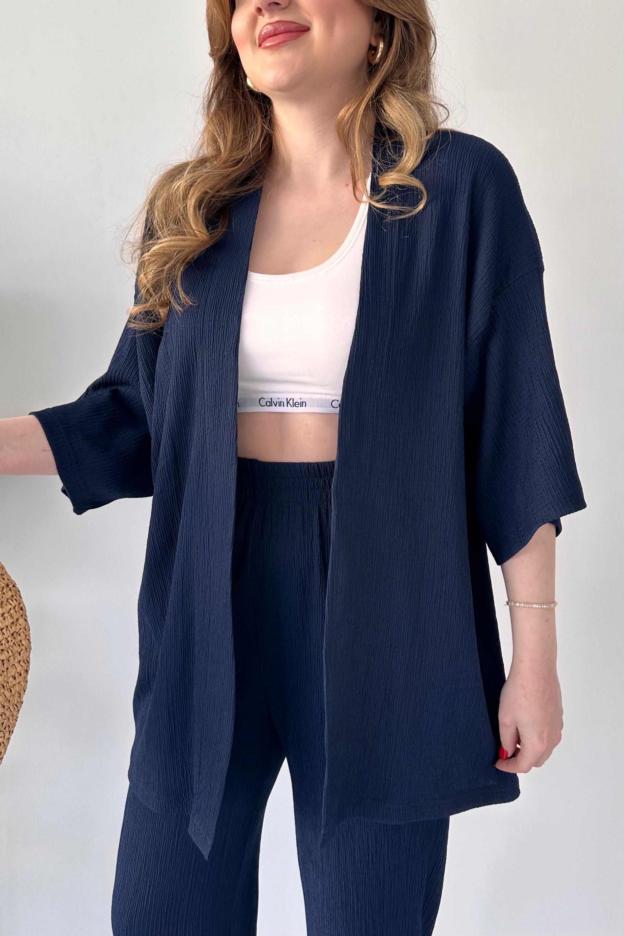 Gofre İkili Takım Lacivert