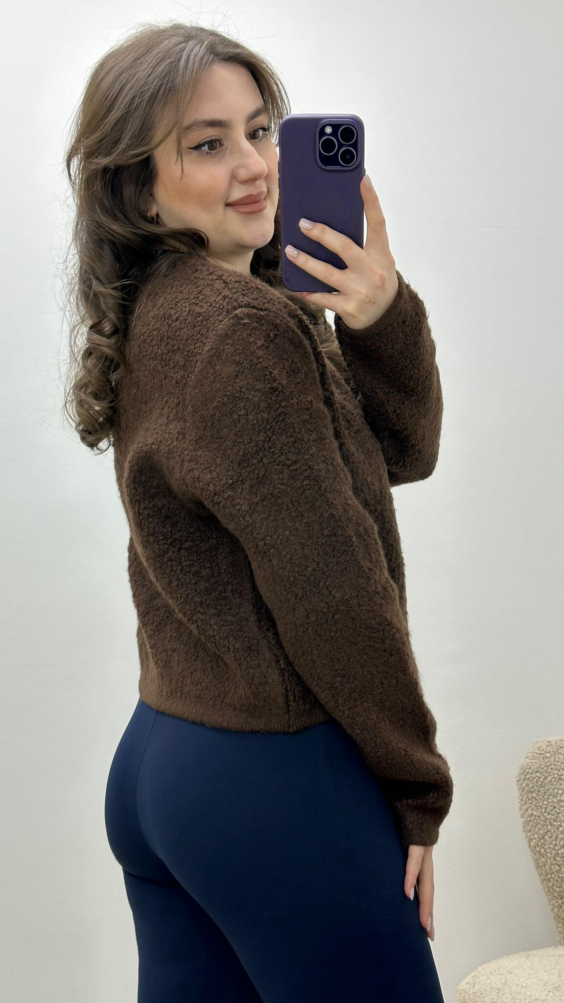 Buklet Teddy Hırka Kahverengi